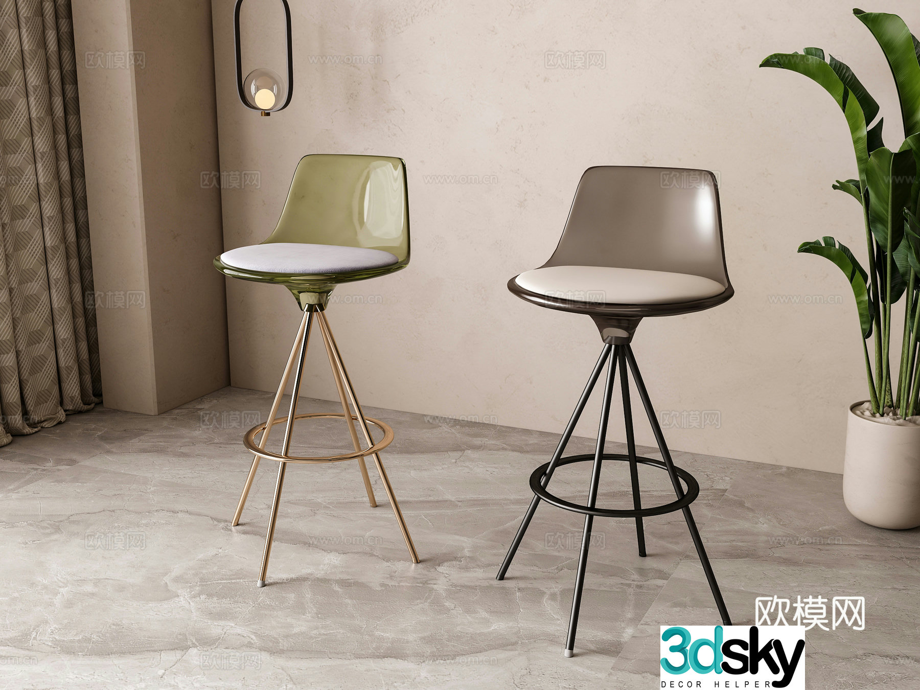 Modern bar chair 3d model