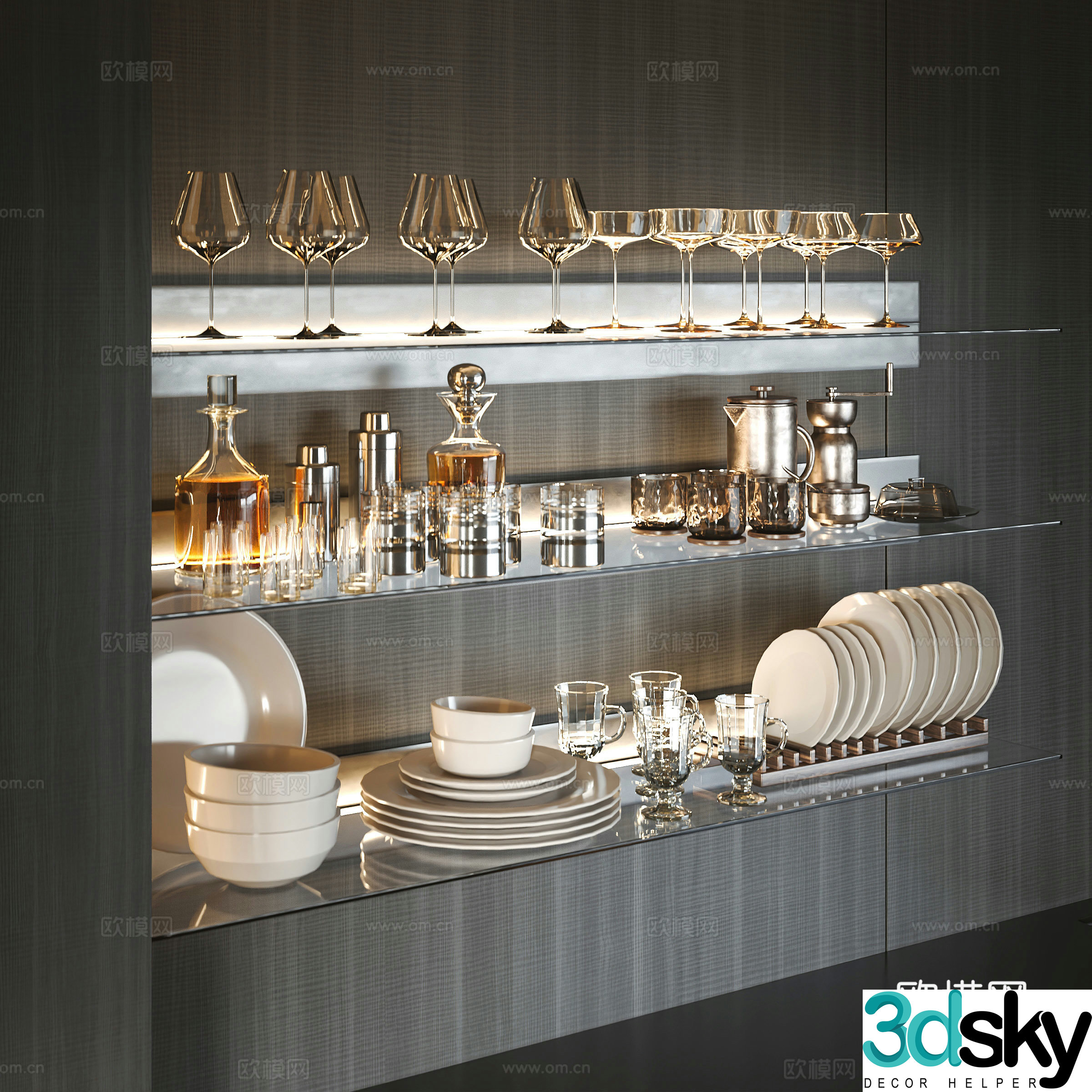 Modern wine cabinet 3d model