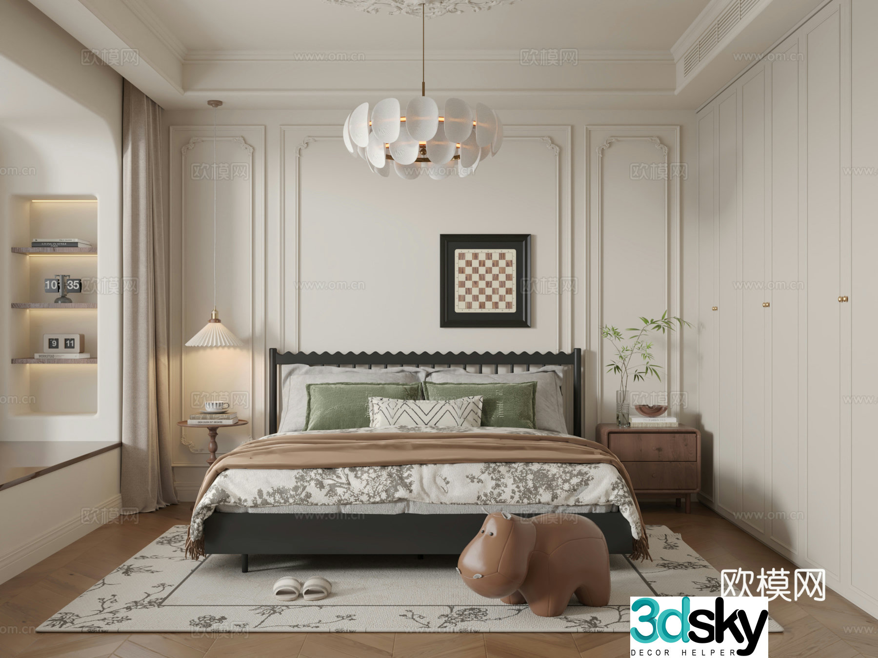 French retro bedroom 3d model