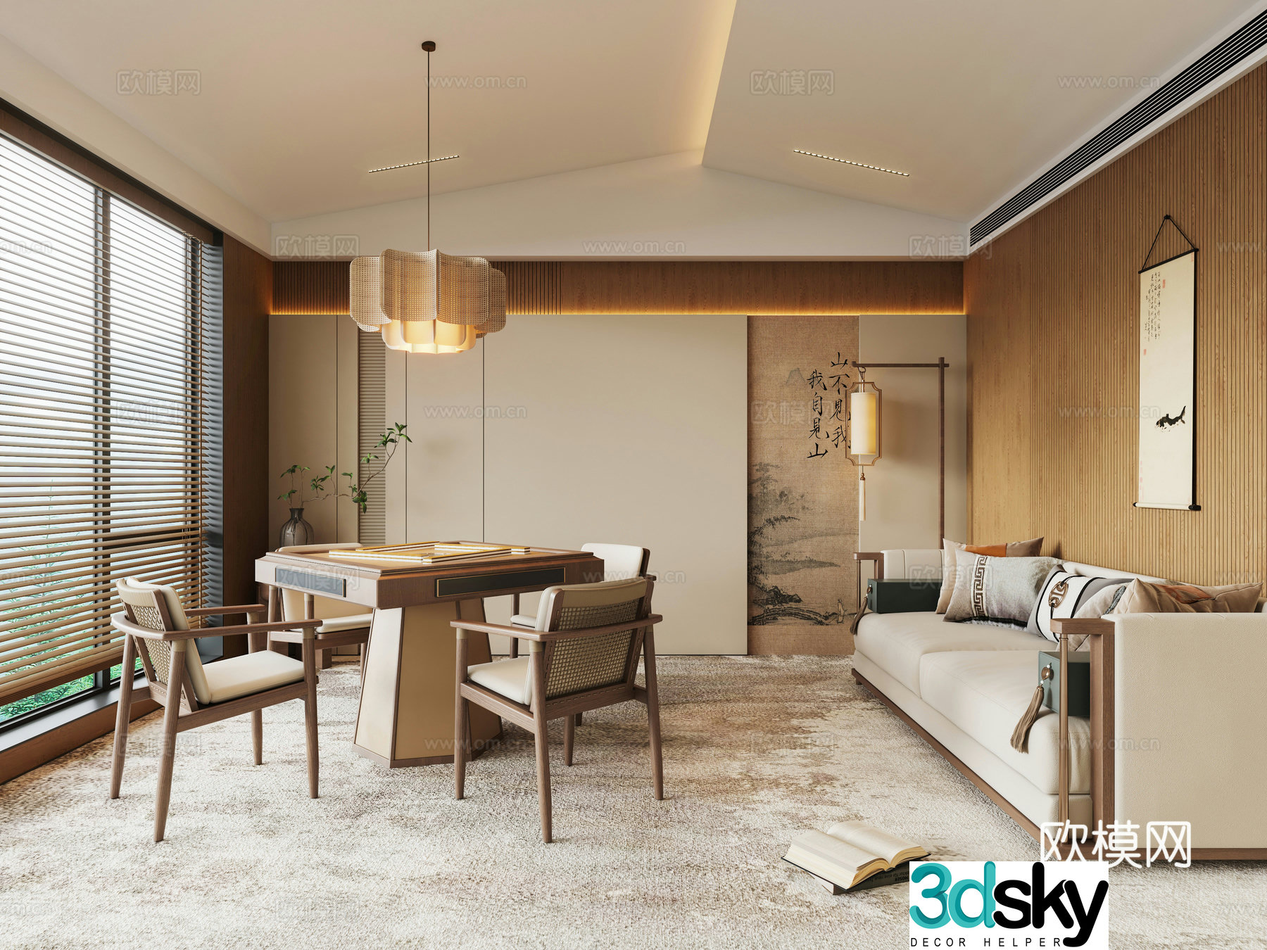 Zen New Chinese Chess and Card Room 3D Model