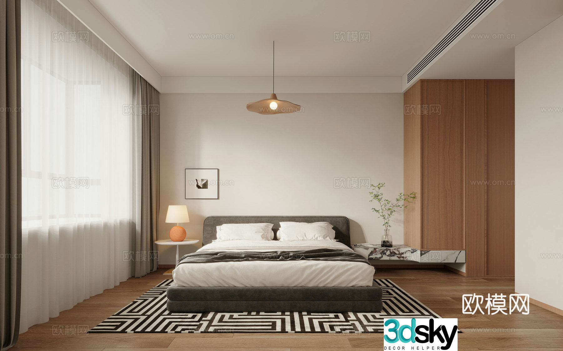 Middle-aged bedroom 3d model