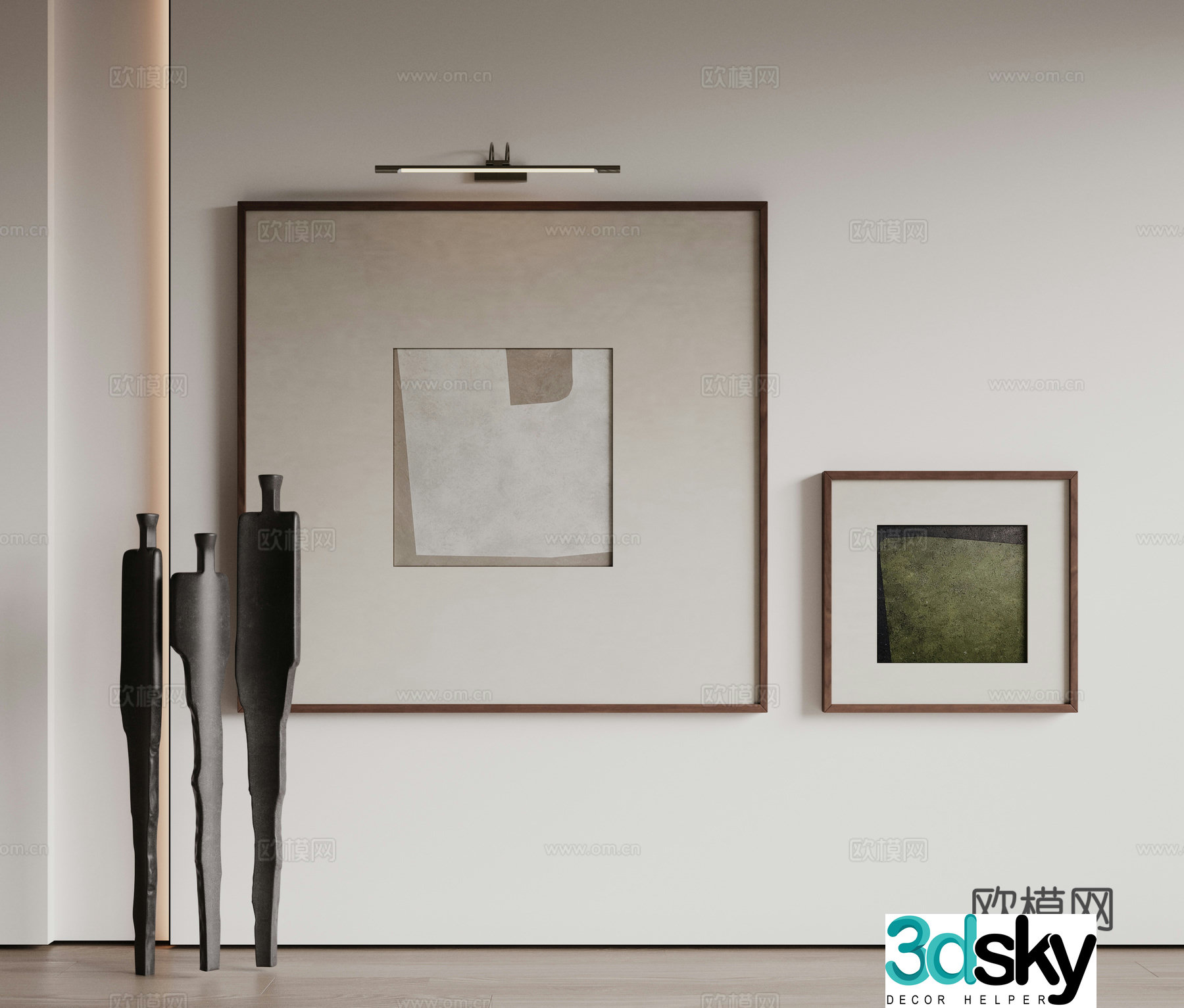 Modern minimalist decorative paintings Waviva medieval style hanging paintings cream style decoration paintings Italian style hanging paintings black and white 3D model