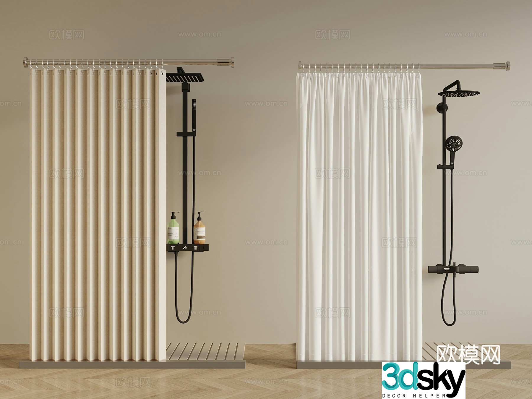 Modern shower curtain 3d model