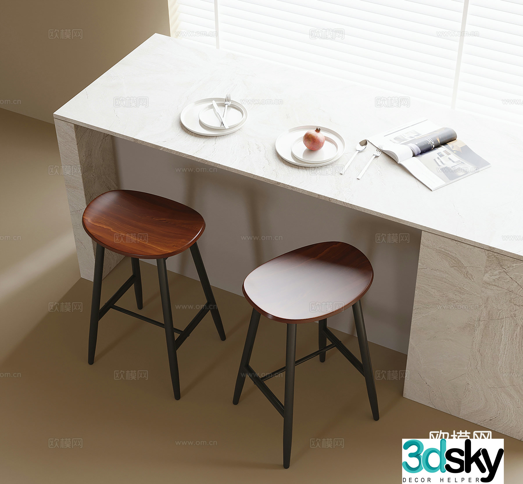 Modern bar chair 3d model