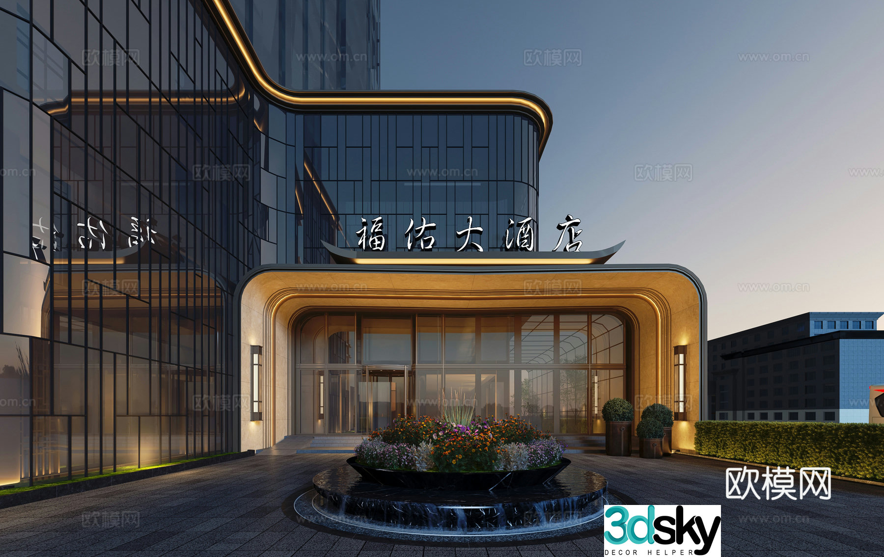 Modern hotel door head design 3D model