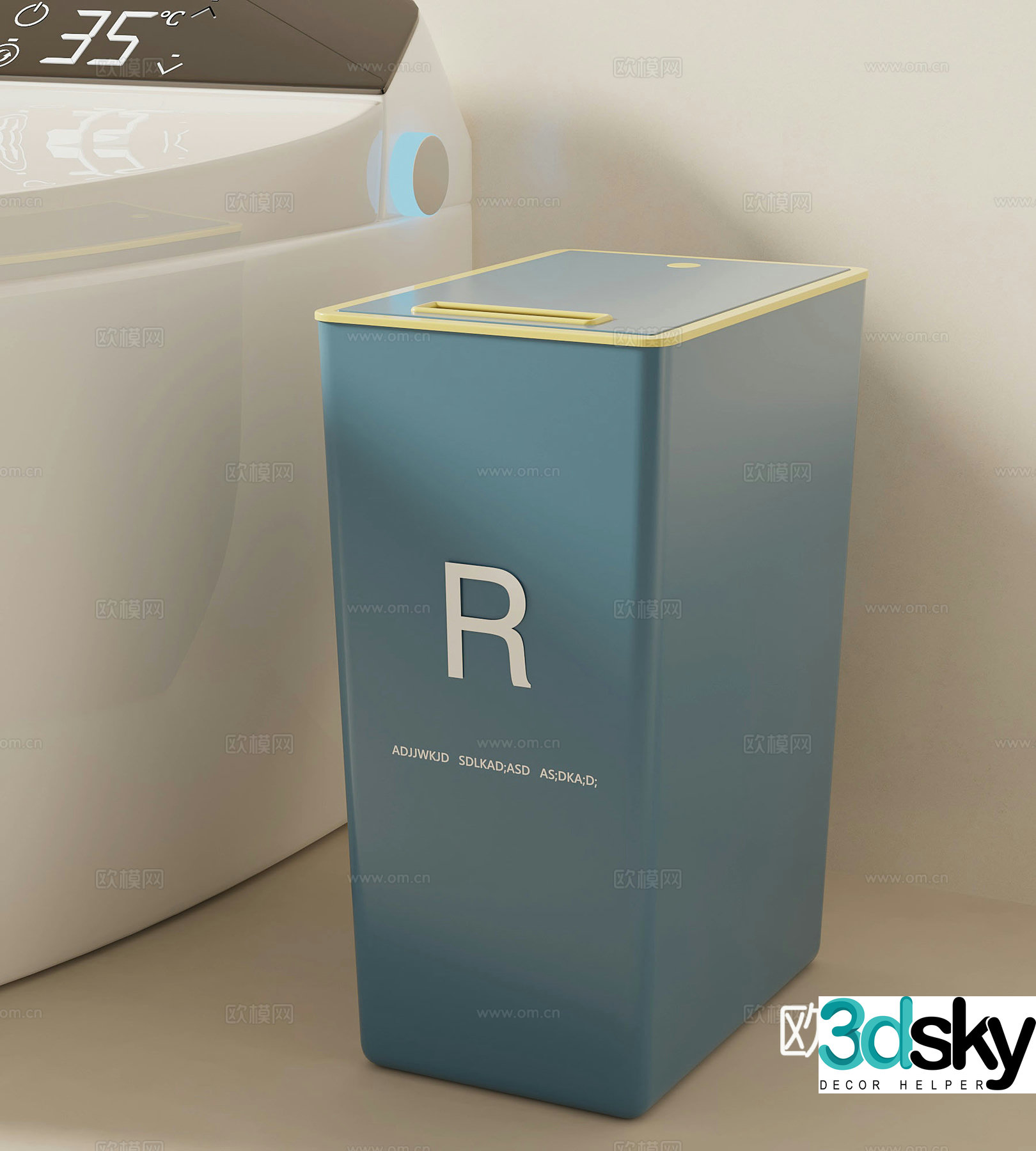 Modern trash can kitchen and bathroom trash can 3d model