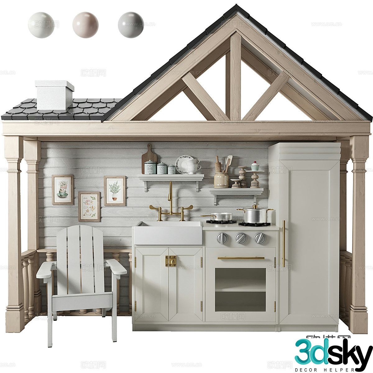 Modern Pottery Barn Children’s Play Kitchen 3D Model