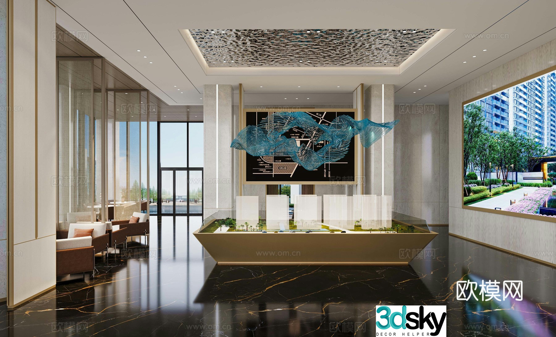 Modern light luxury sales office 3D model