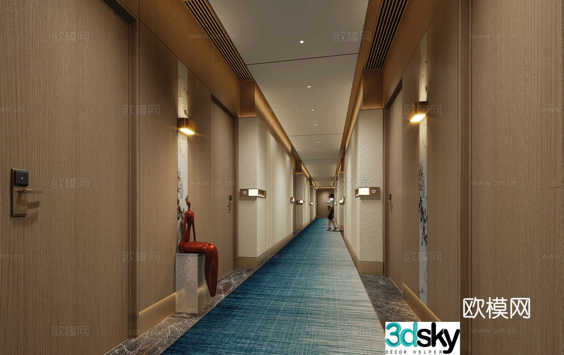 Modern hotel aisle 3d model