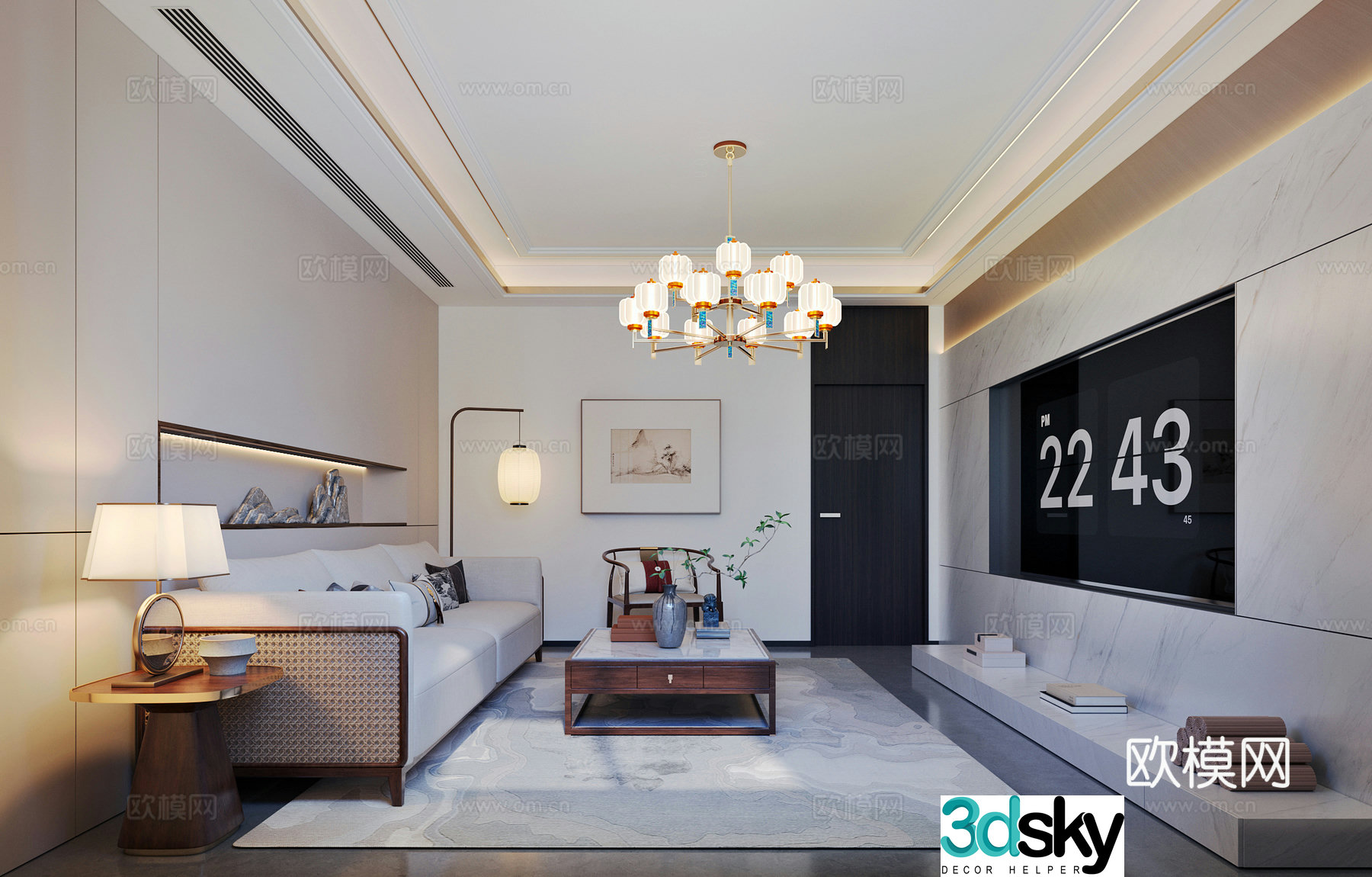 New Chinese living room 3D model