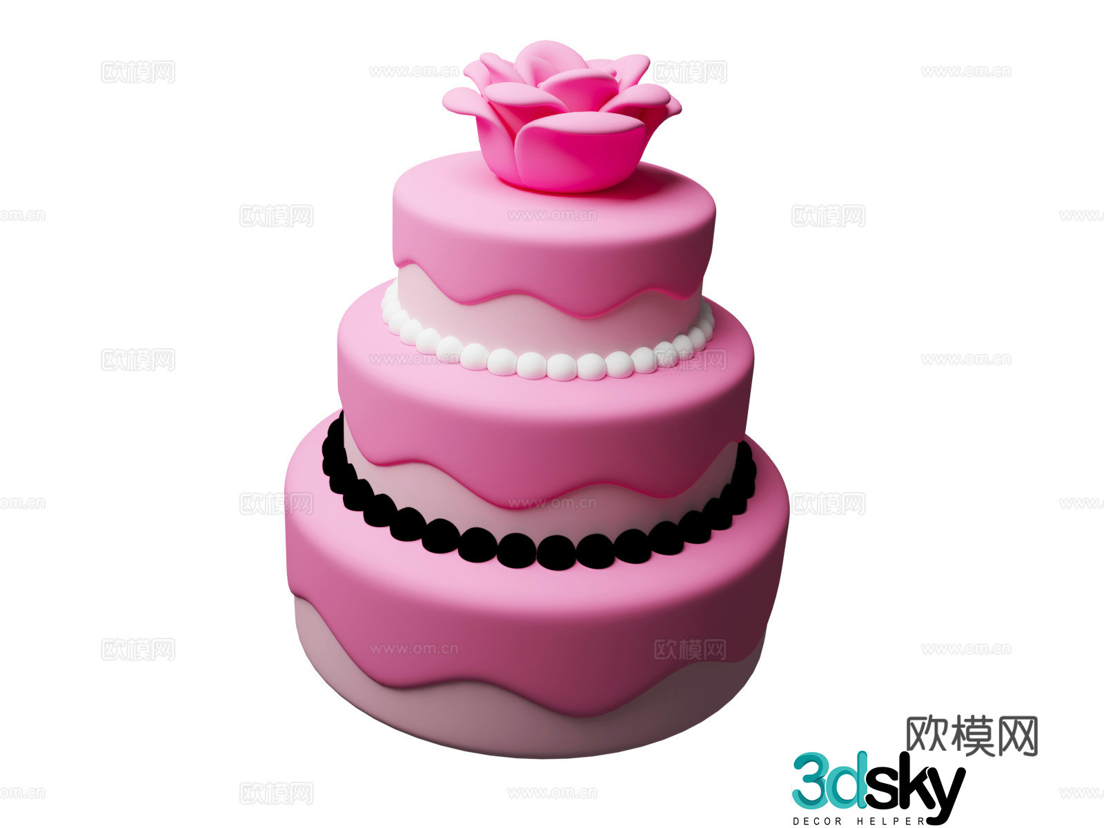 Chinese Valentine’s Day Holiday Cake WEDDING Wedding Cake 3D Model