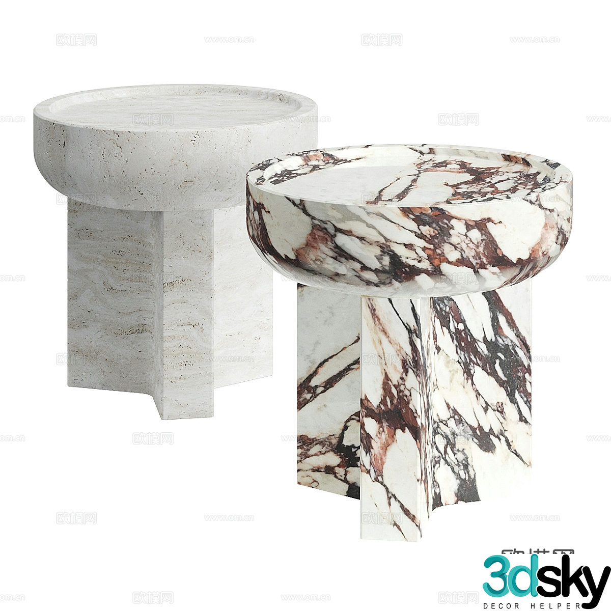 Modern Italian Henry marble side table 3D model
