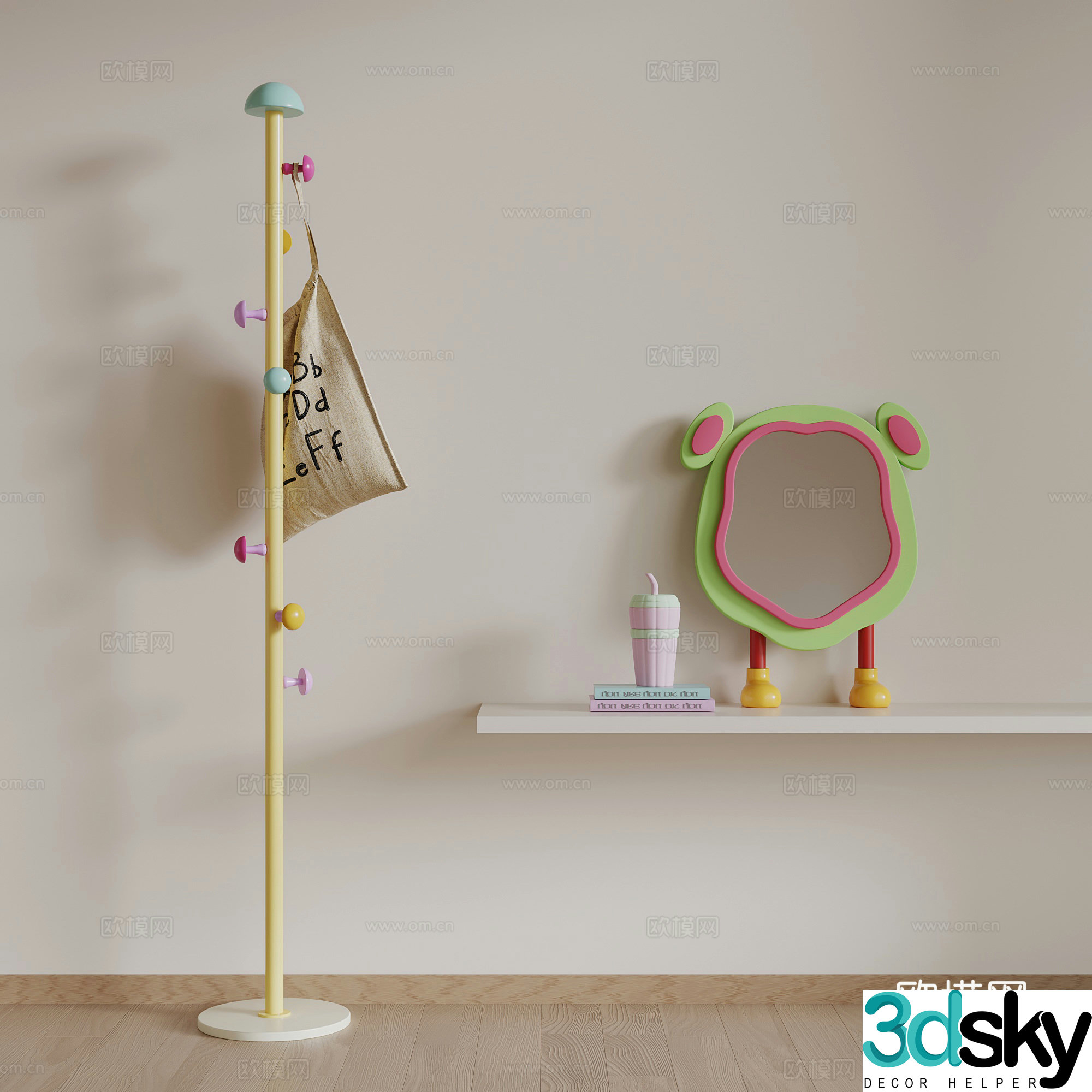 Dopamine clothes rack mirror 3d model