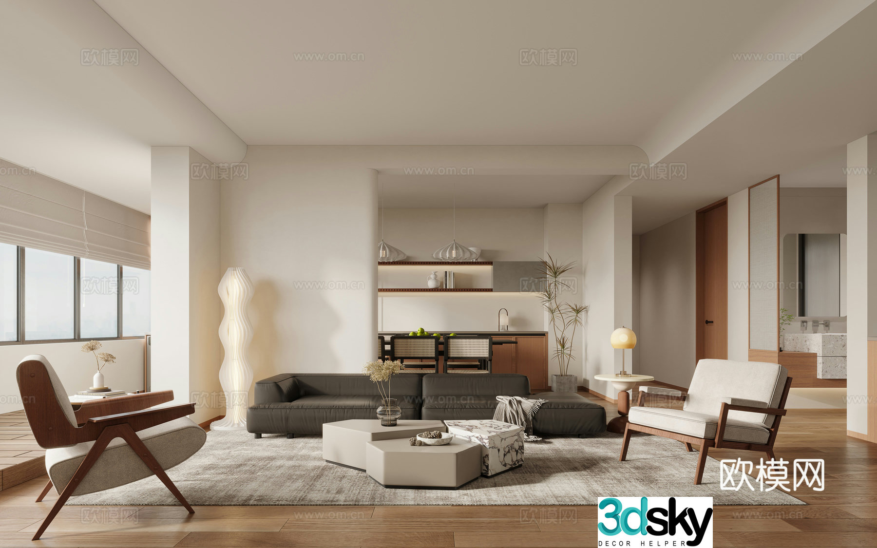 3D model of medieval style living room restaurant