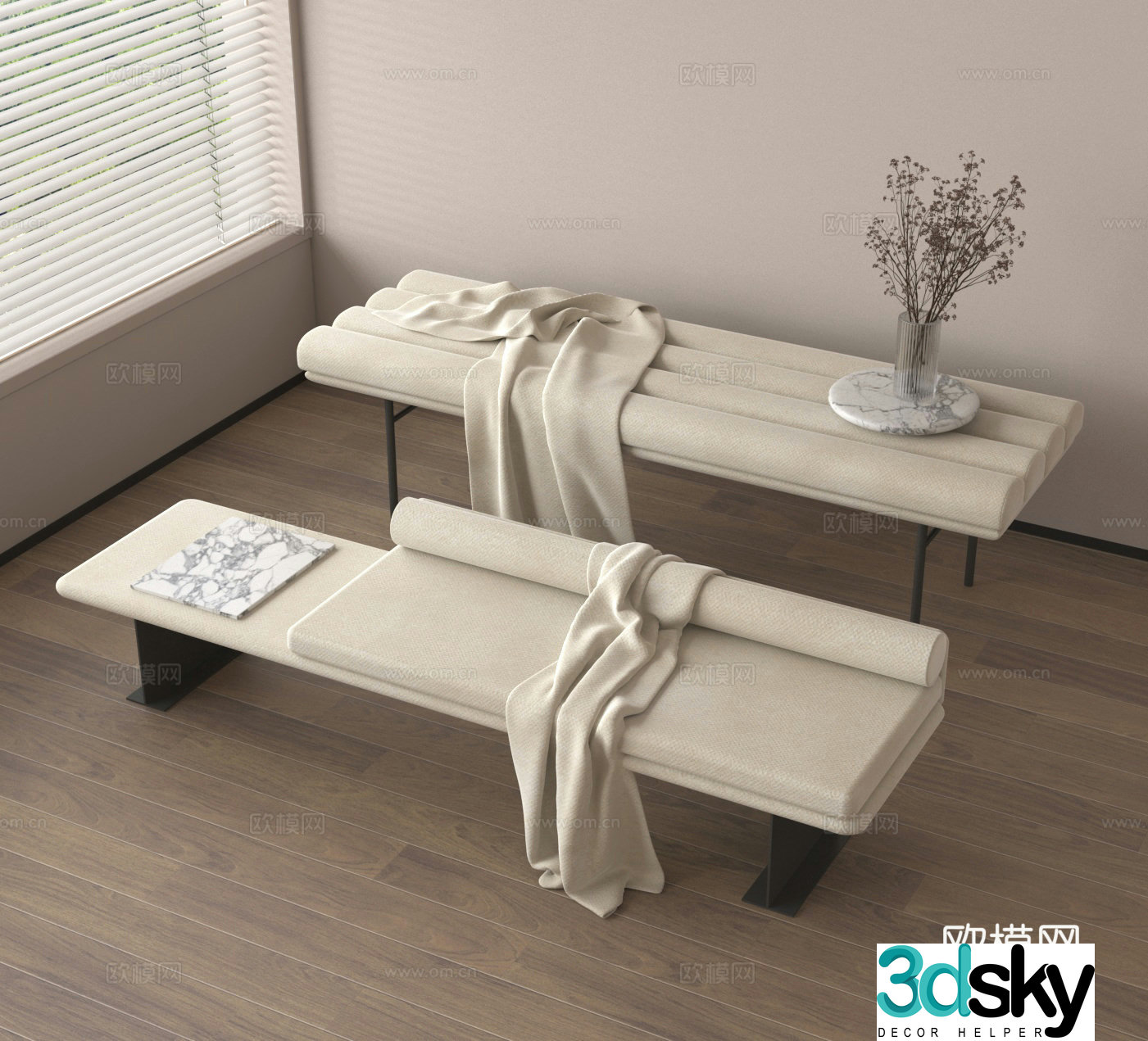 Bottom stool foot pedal sofa stool 3d model