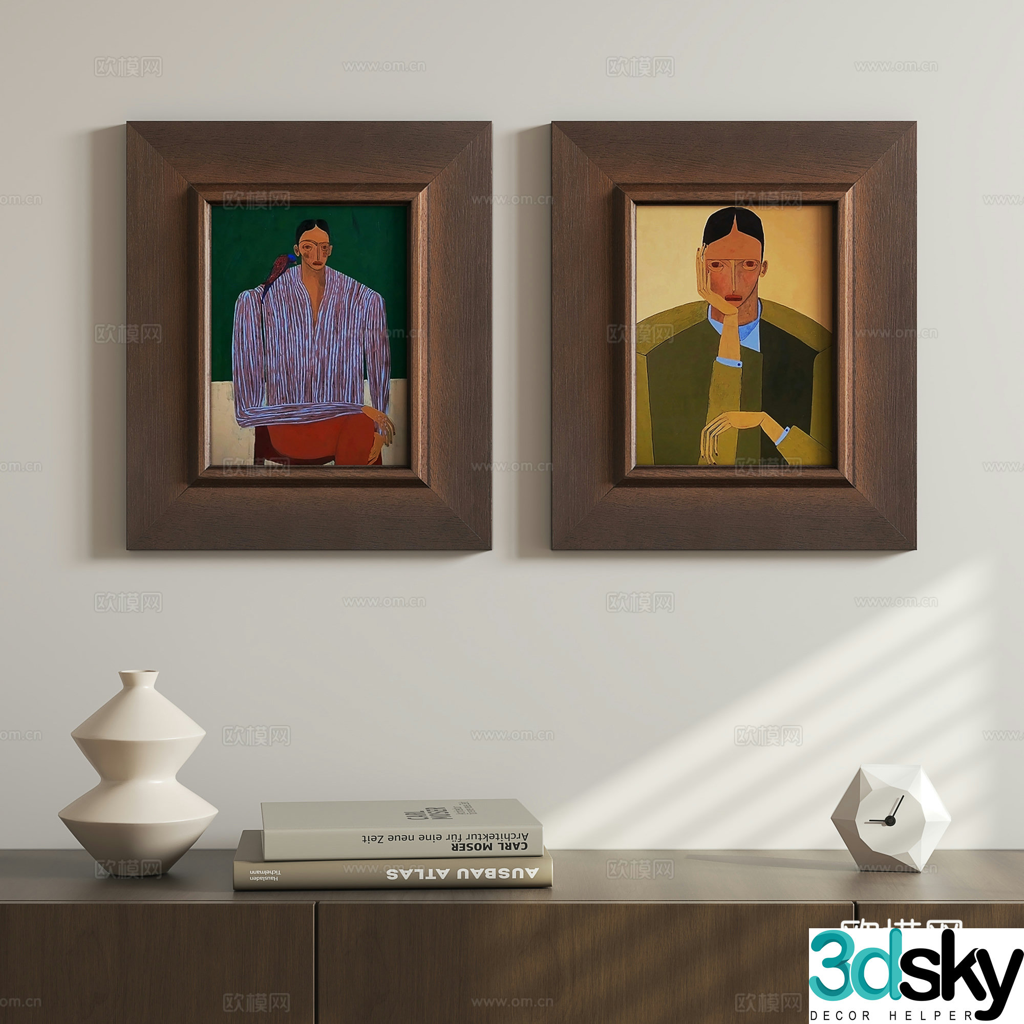 3D model of medieval character hanging painting