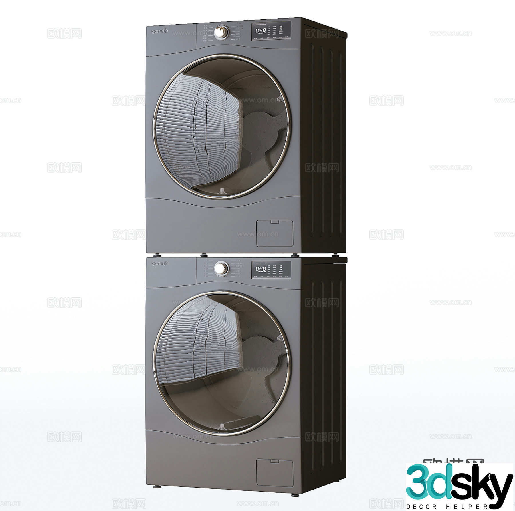 Modern washing machine wash and drying set 3d model