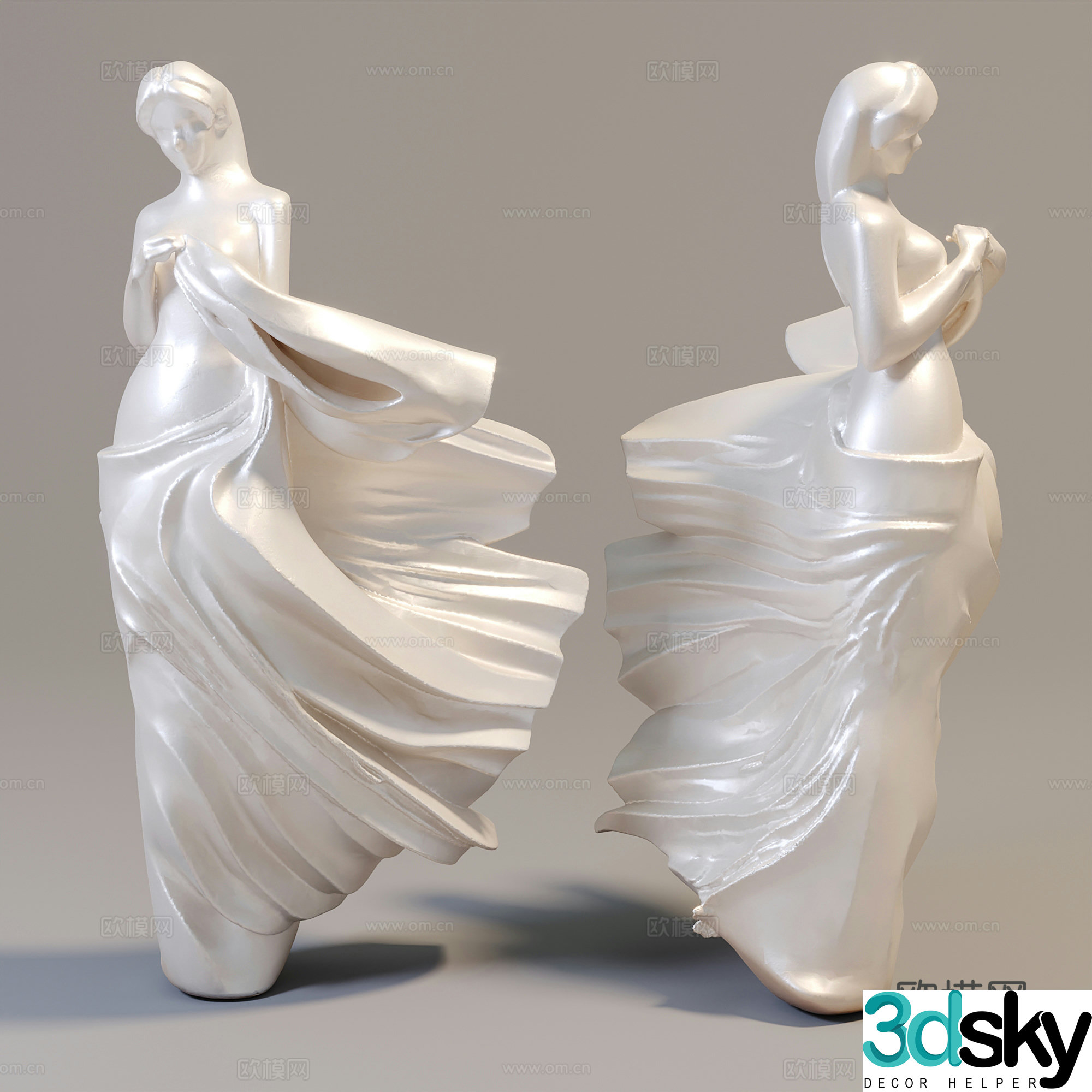 Modern female character sculpture 3d model