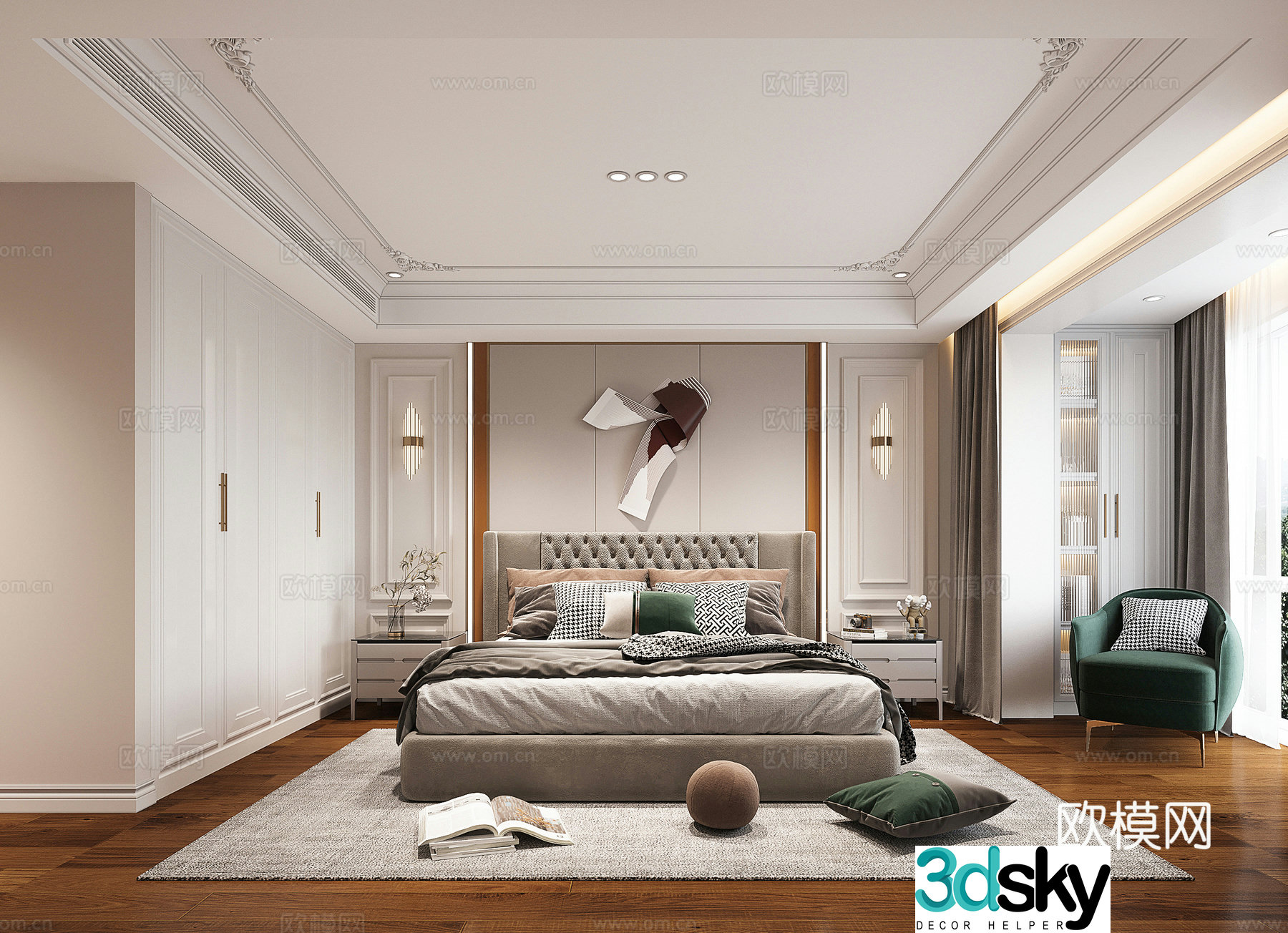 Simple European bedroom 3d model