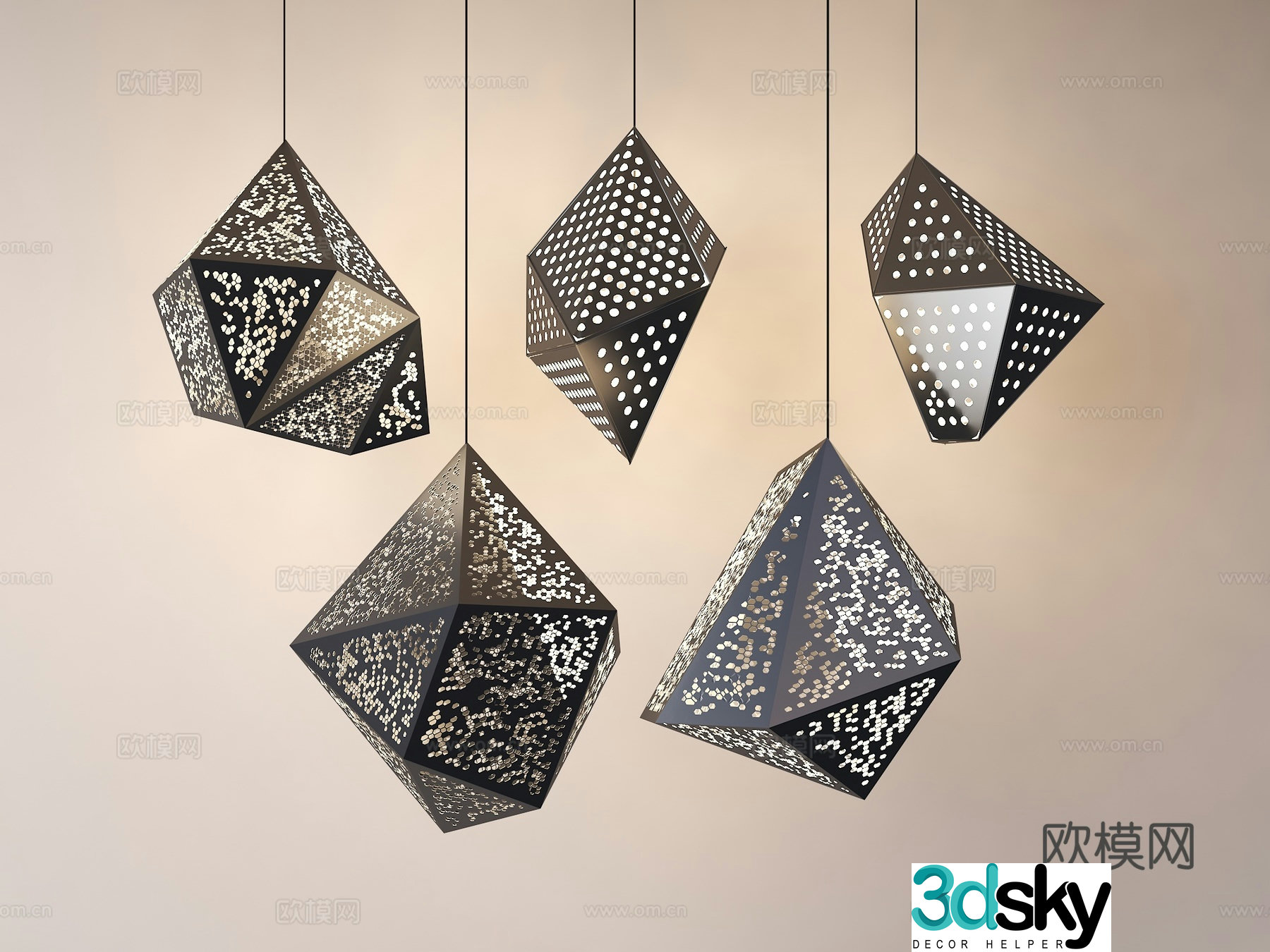 Modern chandeliers sculpture lamps geometric chandeliers hollow lamps chandeliers viewing device 3D model