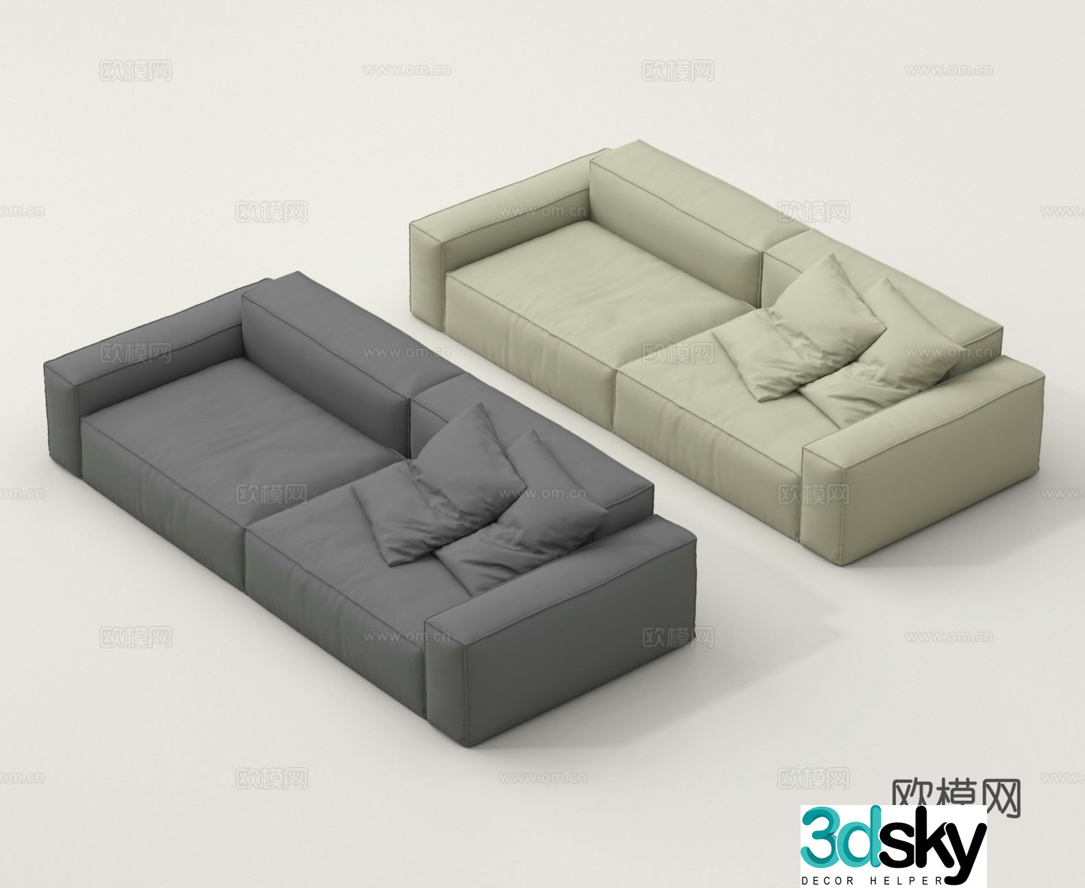 Double sofa sofa pillow 3d model