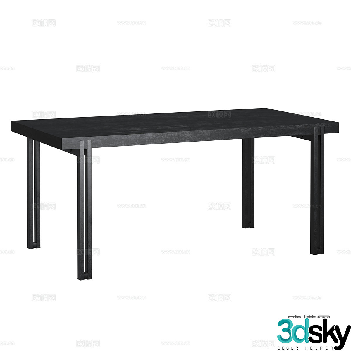 Modern Italian TUAREG Black Dining Table 3D Model