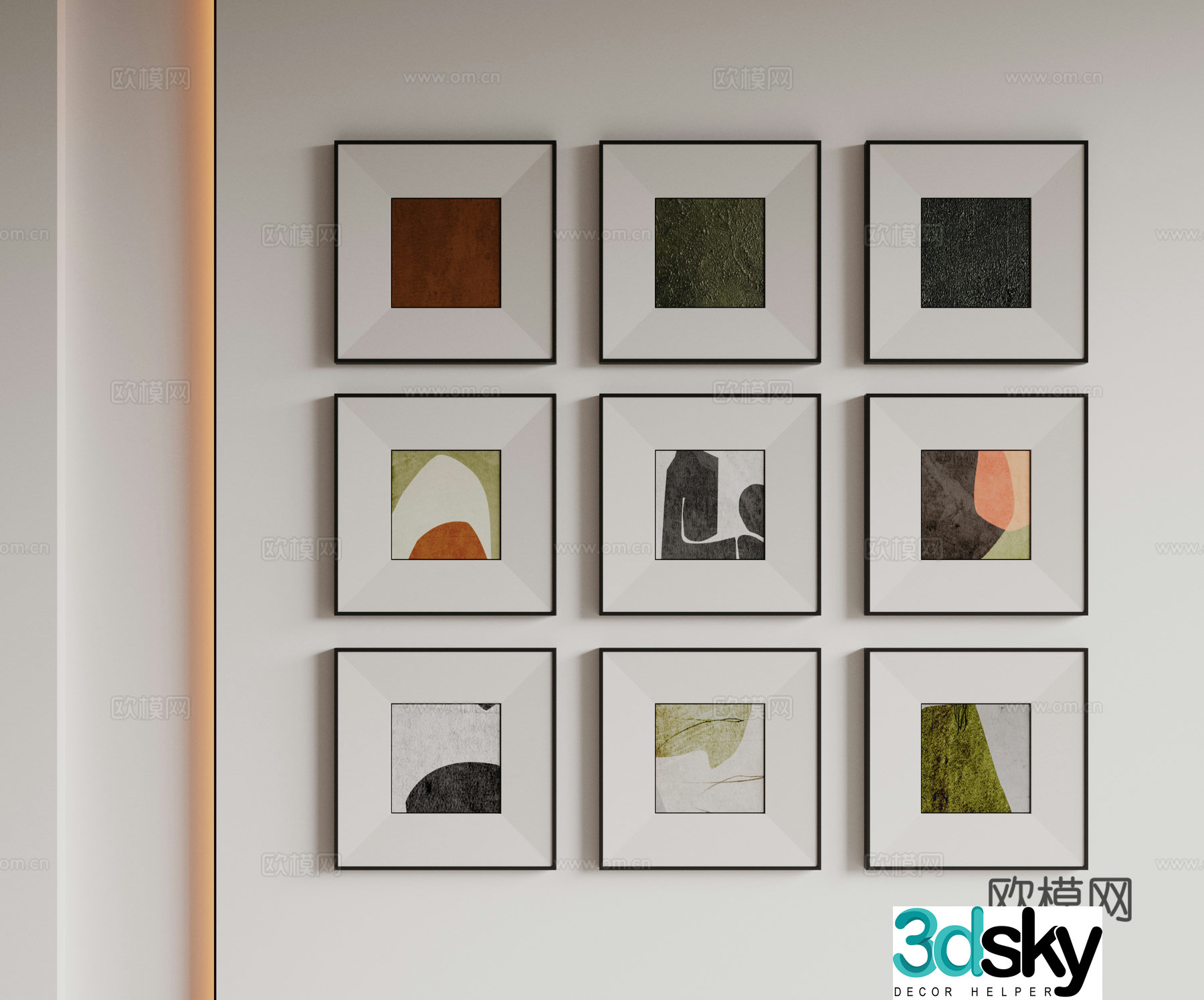 Modern minimalist decorative paintings Waviva medieval style hanging paintings cream style decoration paintings Italian style hanging paintings black and white 3D model