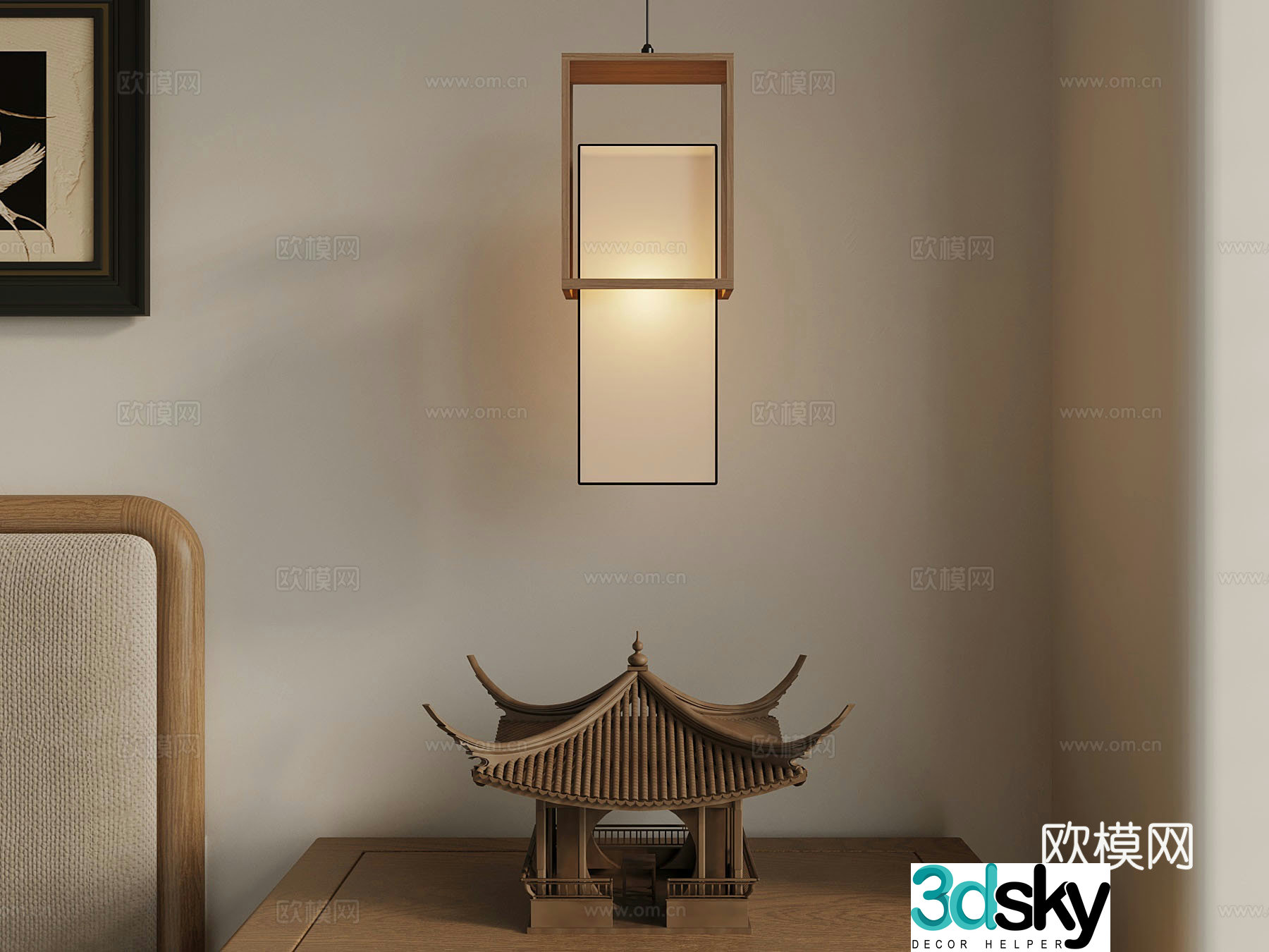 New Chinese chandeliers ancient building ornaments 3D model