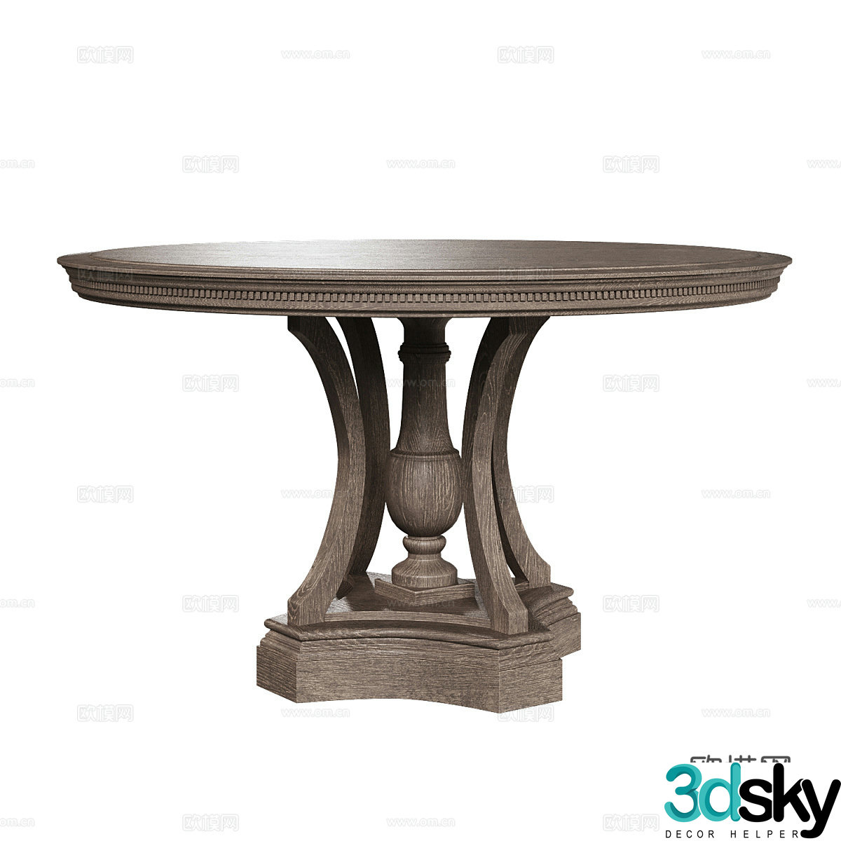 American OM solid wood round dining table 3D model