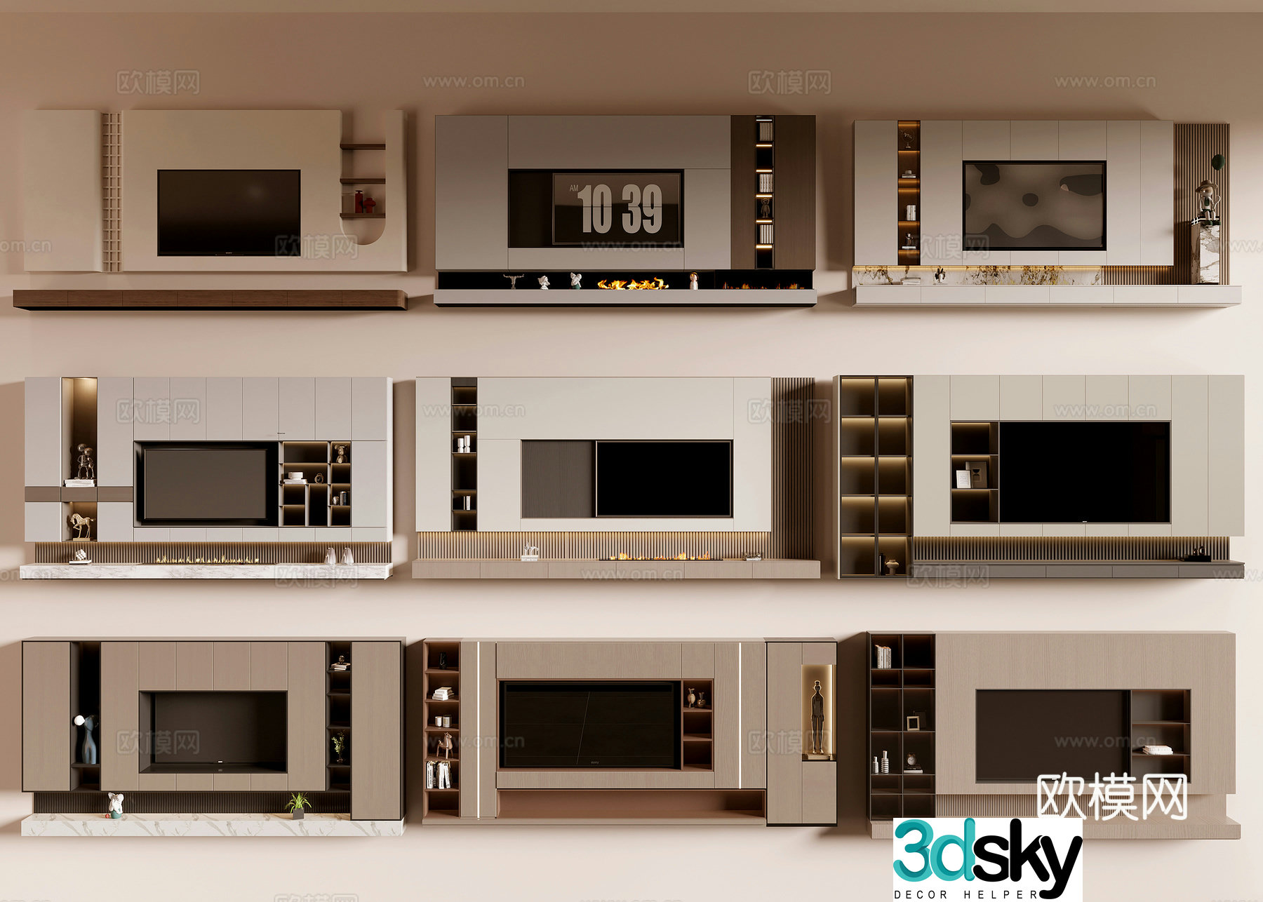3d model of TV background wall