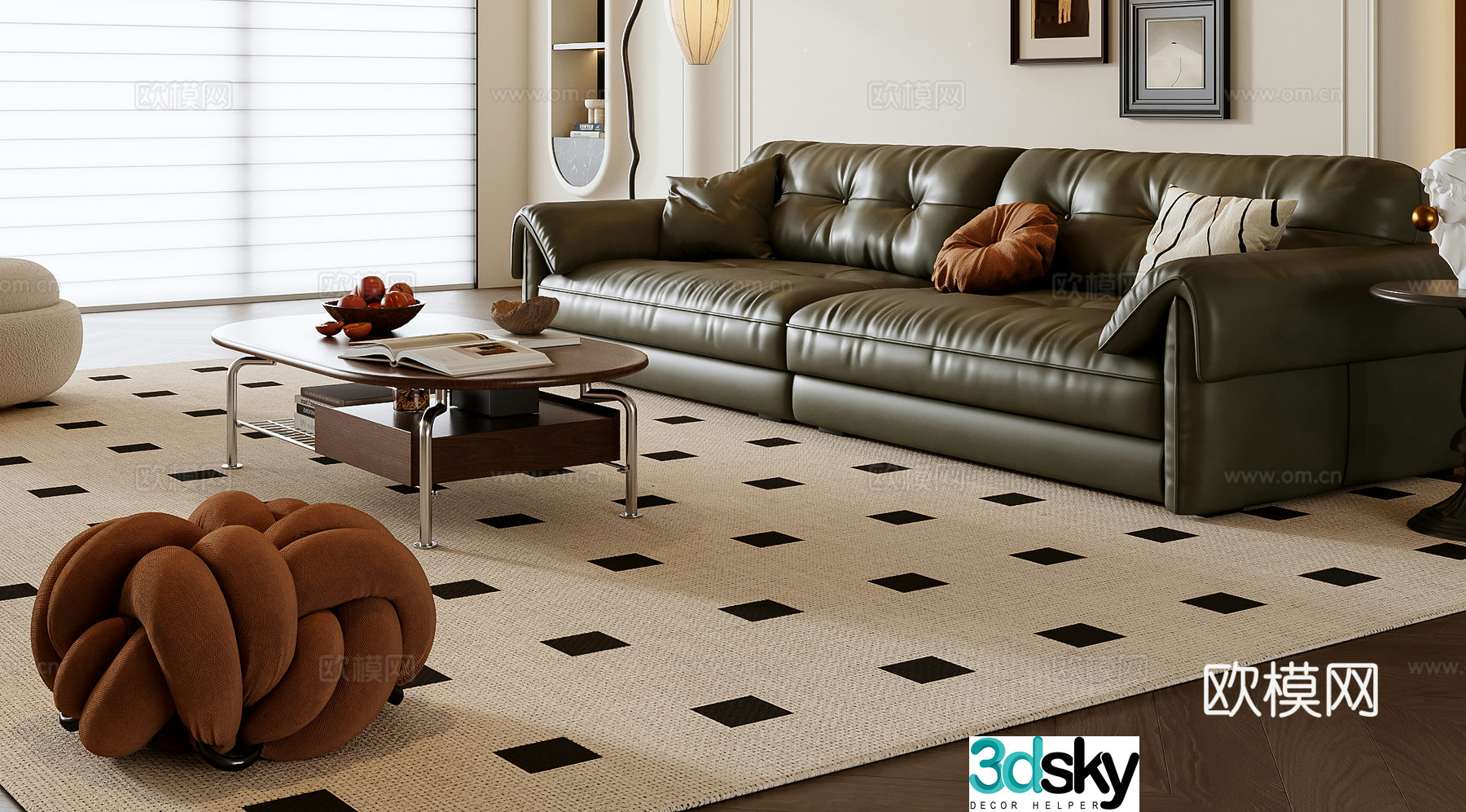 French sofa coffee table combination 3D model