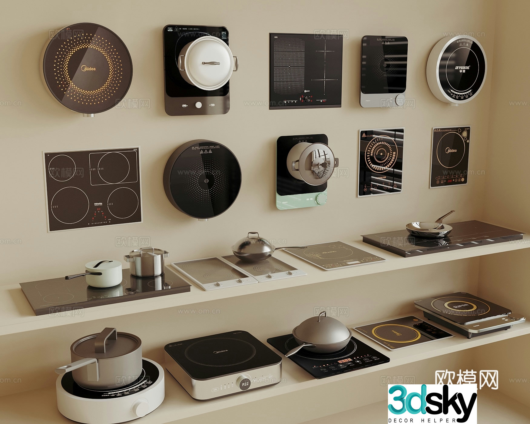 Induction cooker smokeless stove pot 3d model