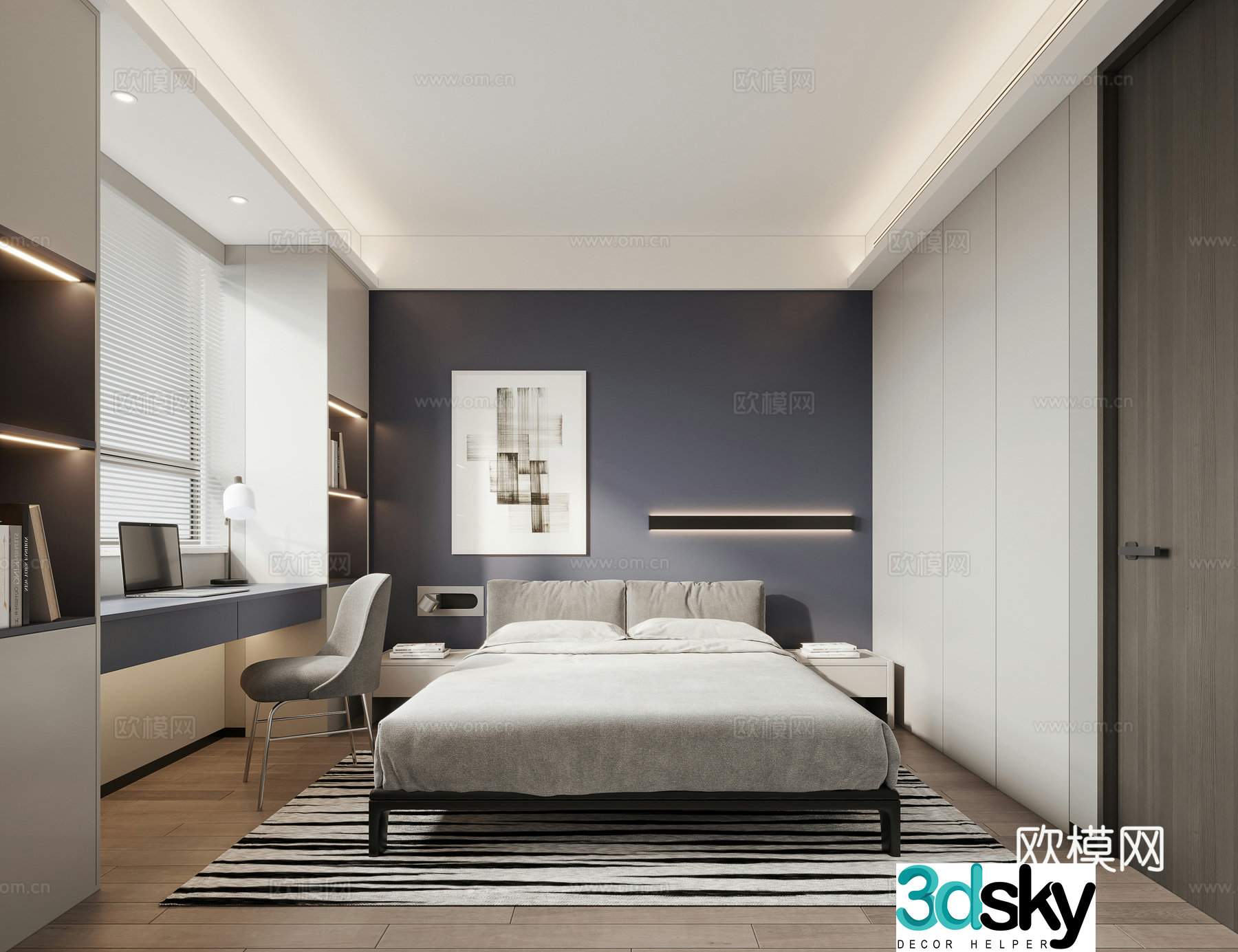 Modern boy room 3d model
