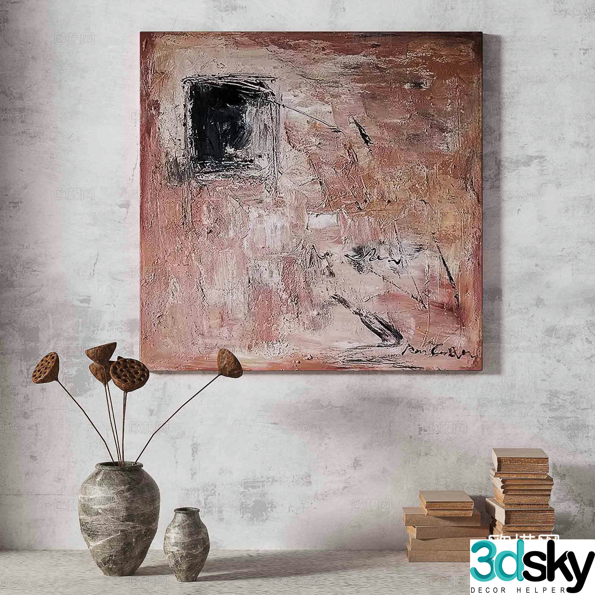Wasabi light luxury abstract decorative painting 3d model
