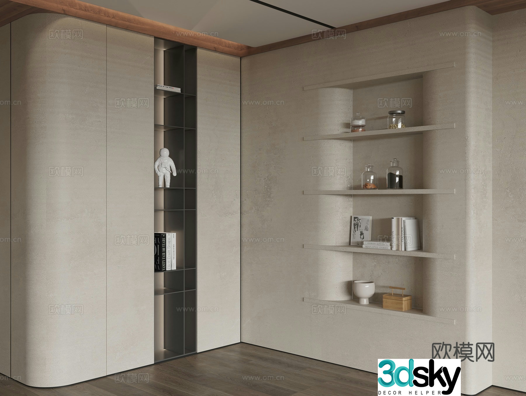 Decorative cabinet entrance cabinet accessories books storage tank 3d model