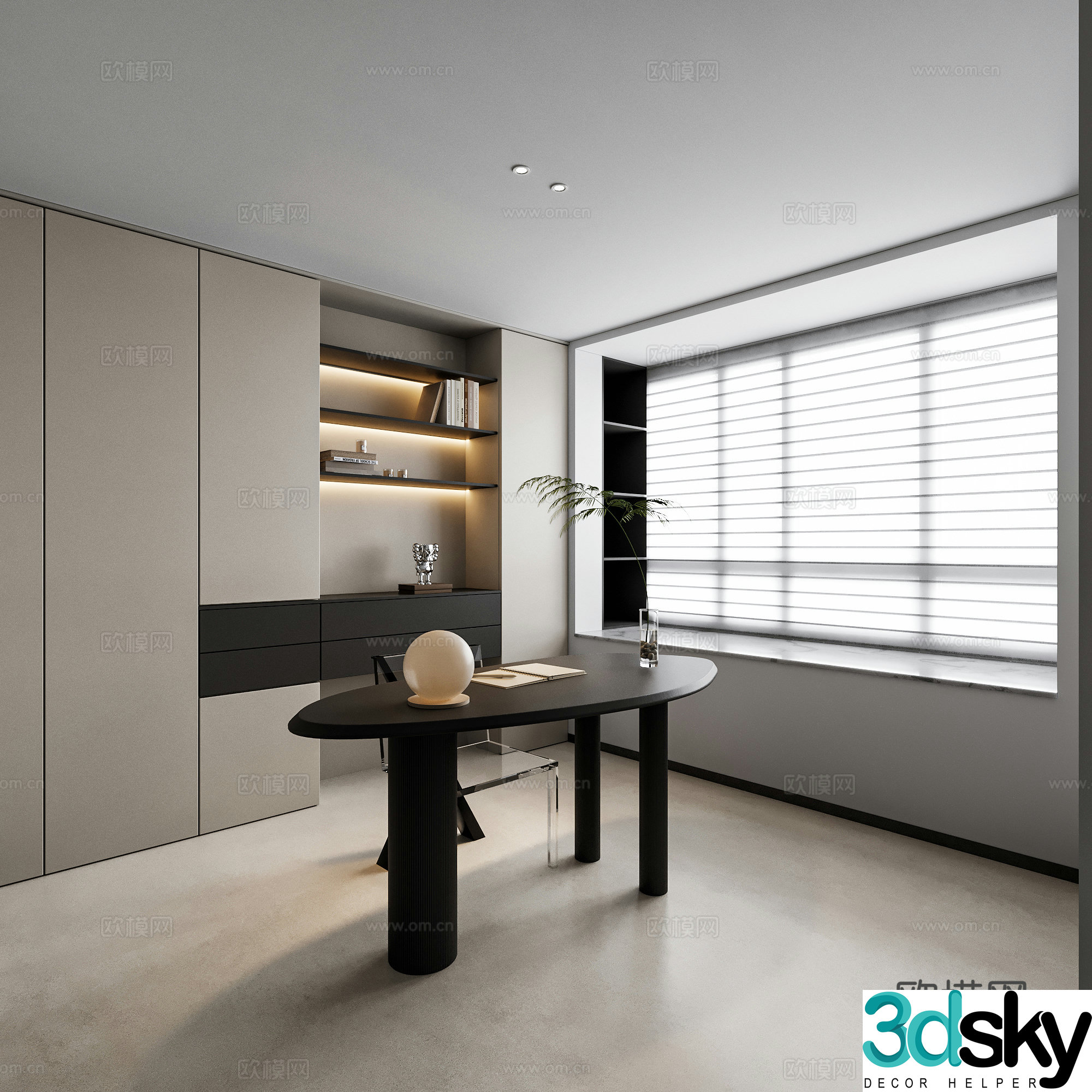 Modern simple study 3d model
