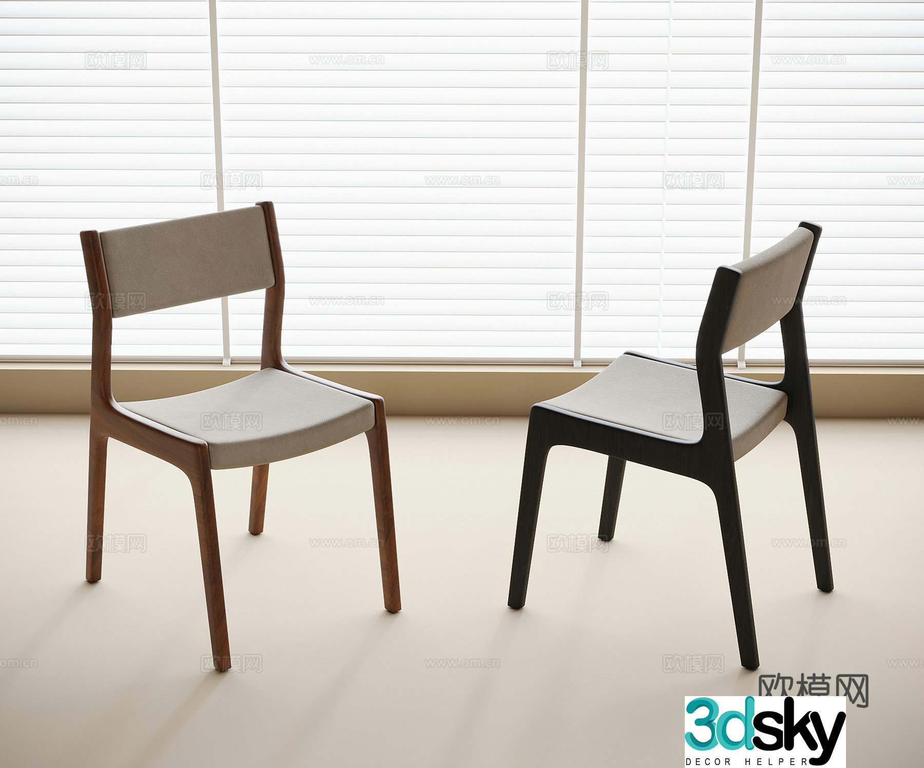 Modern dining chair single chair 3d model