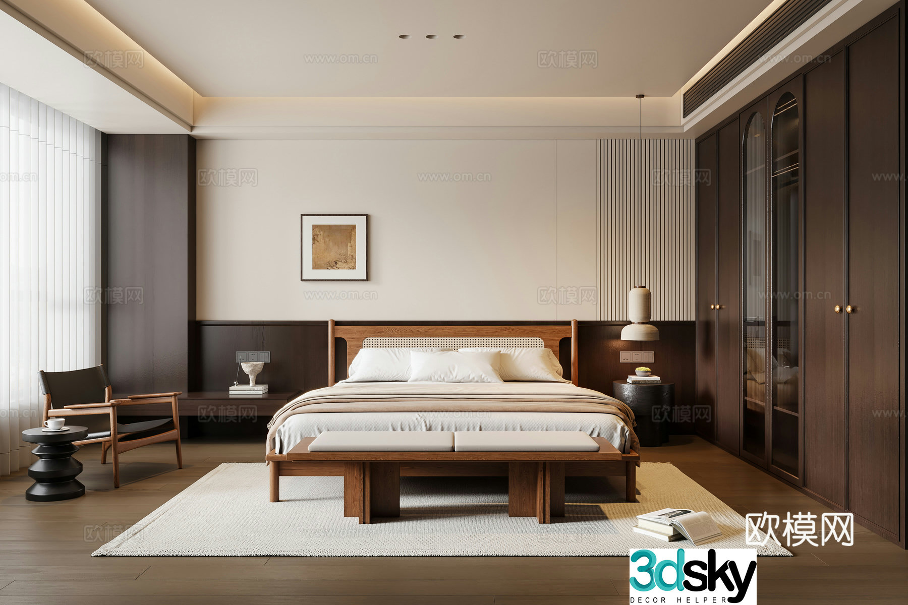 Modern medieval bedroom 3d model