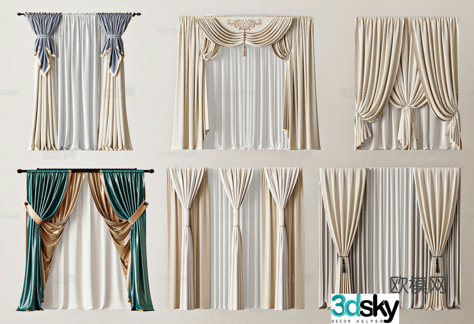 Modern Curtain Roman Curtain 3D Model
