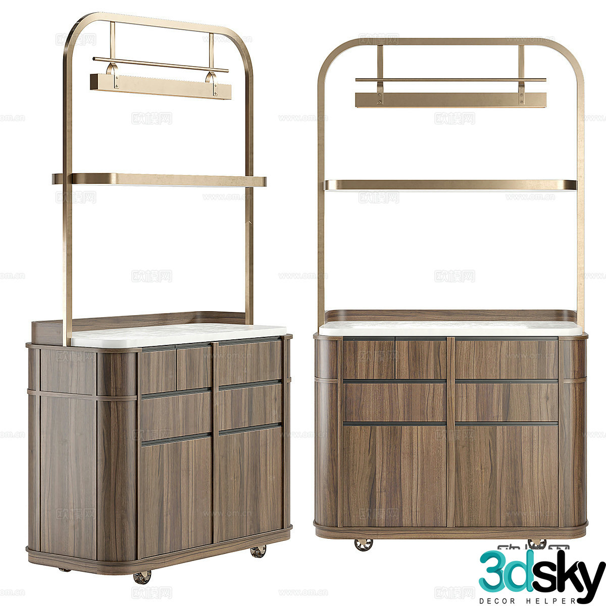 New Chinese light luxury mobile service desk 3D model