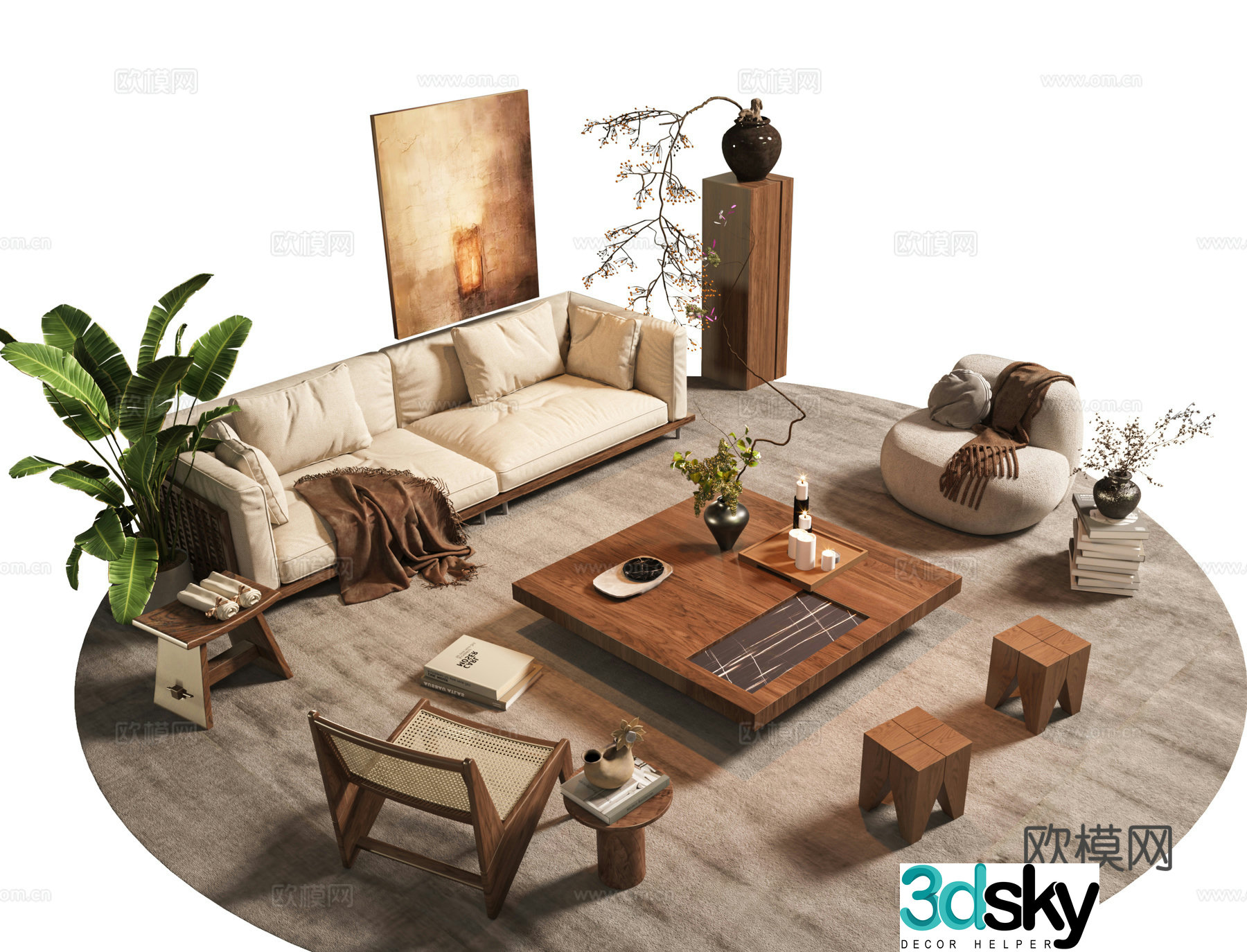 Modern medieval style decorative paintings retro ornaments combinations French decorative paintings gauze curtains vases 3D models