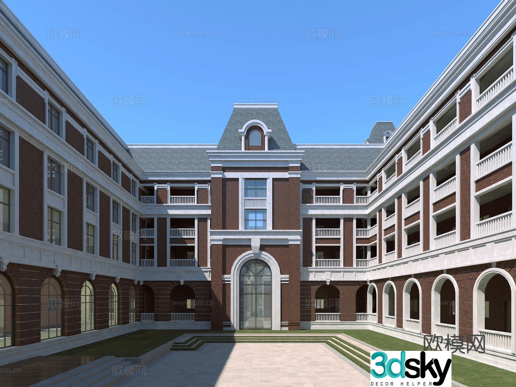 Modern simple European school 3D model
