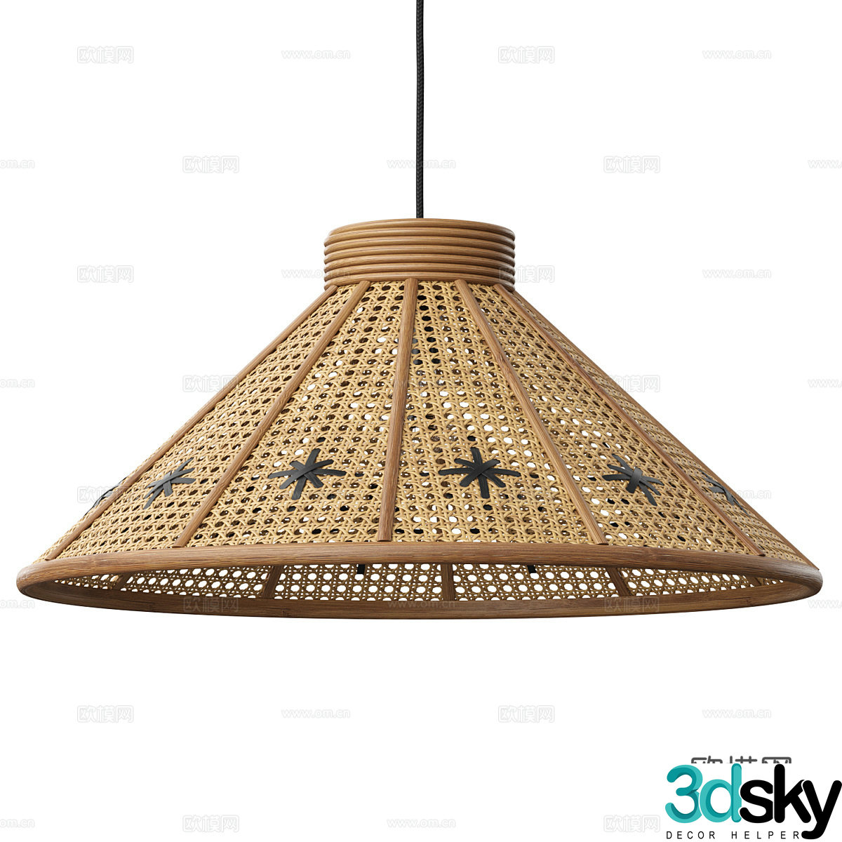 New Chinese Roseandgrey rattan chandelier 3D model