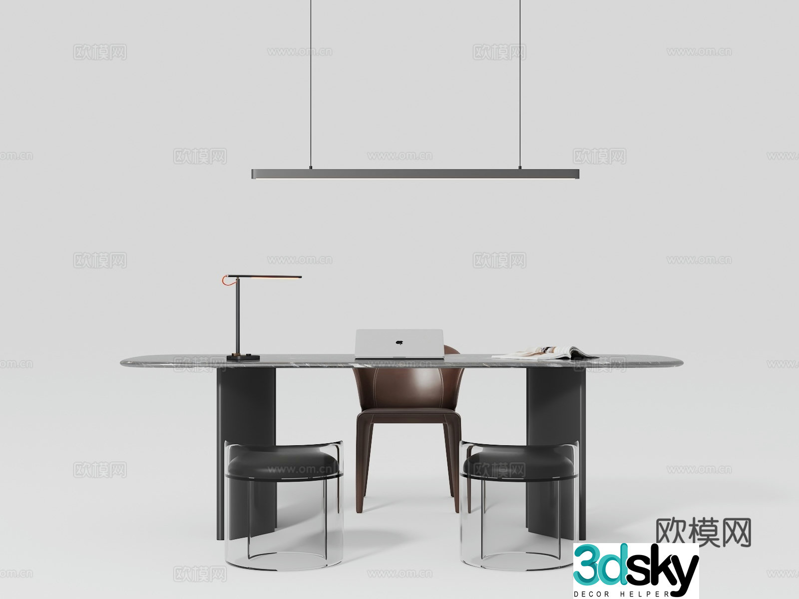 Italian desk and chair combination 3D model
