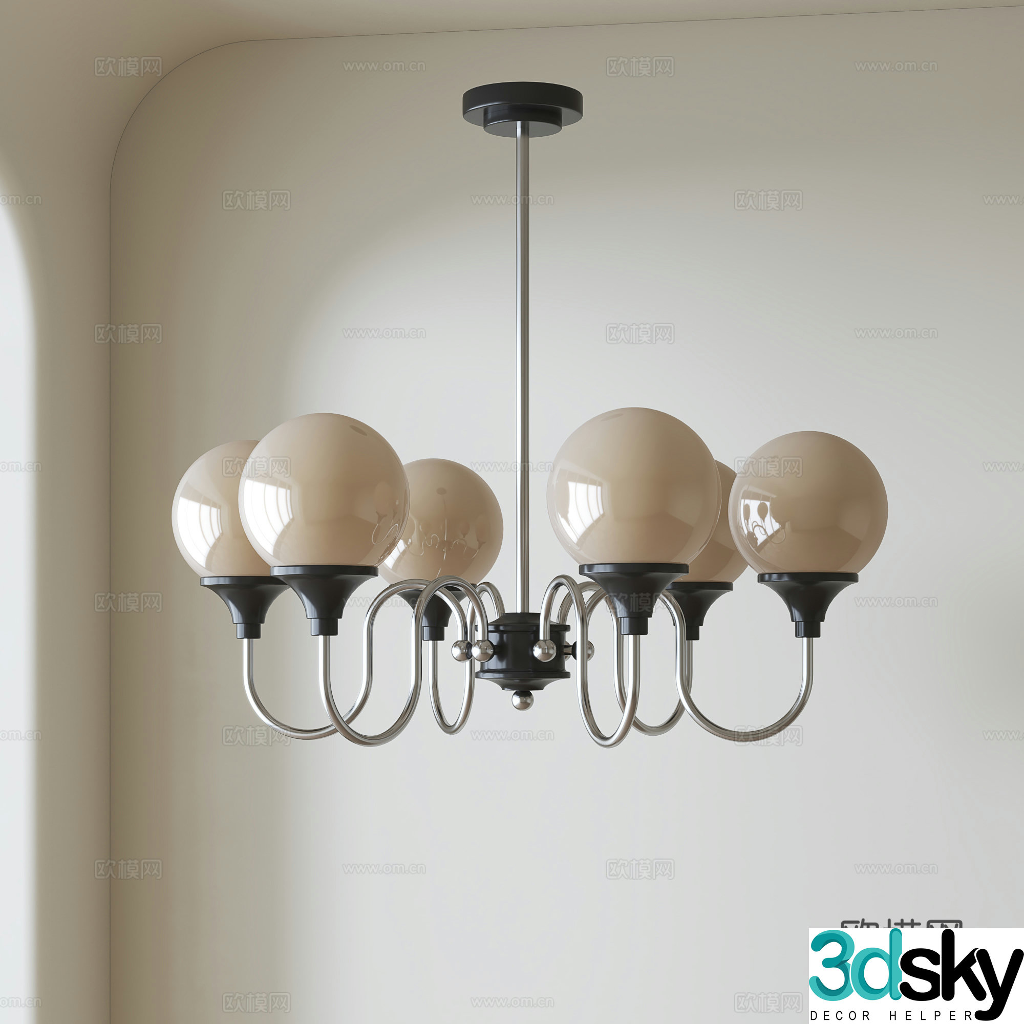 Nordic medieval chandelier 3d model