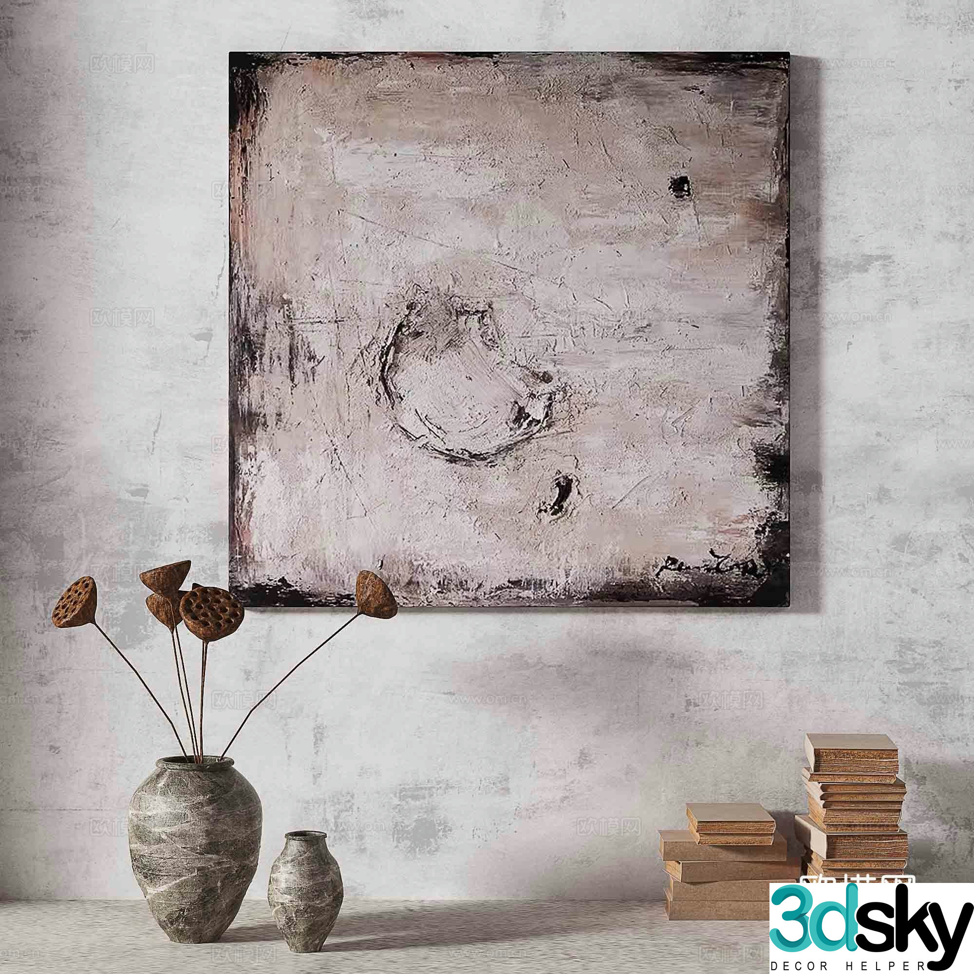 Wasabi light luxury abstract decorative painting 3d model