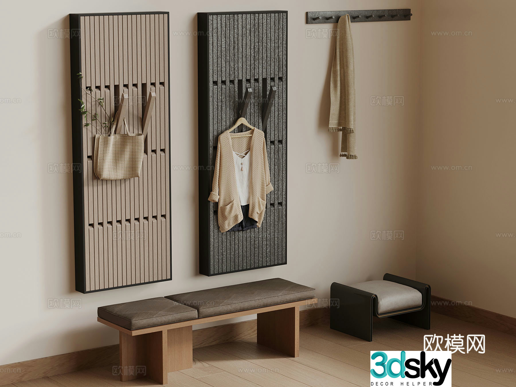 Modern piano clothes hanging board clothes hanging hook 3d model