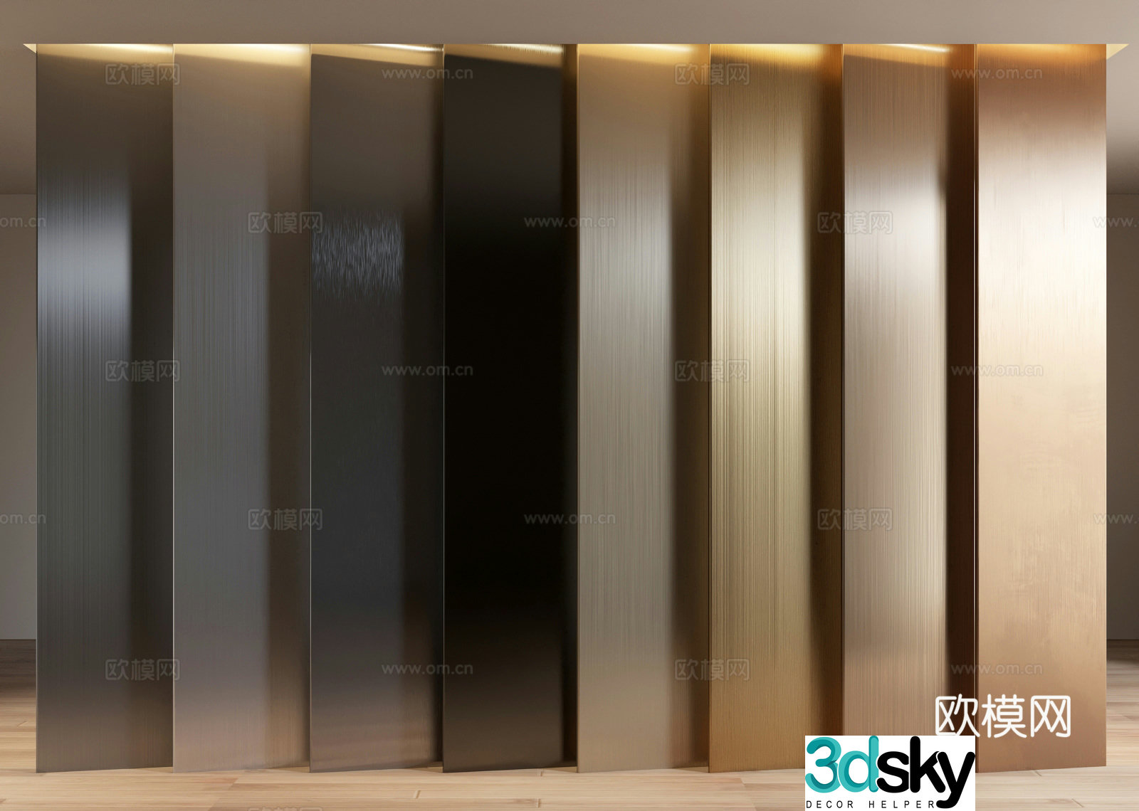 Brushed metal plate wall panel 3D model
