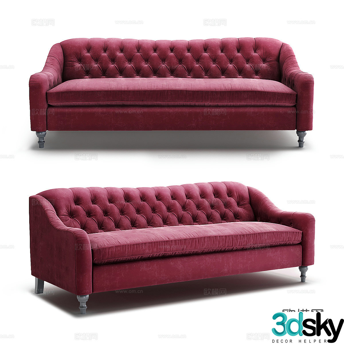 Three-person sofa 3d model