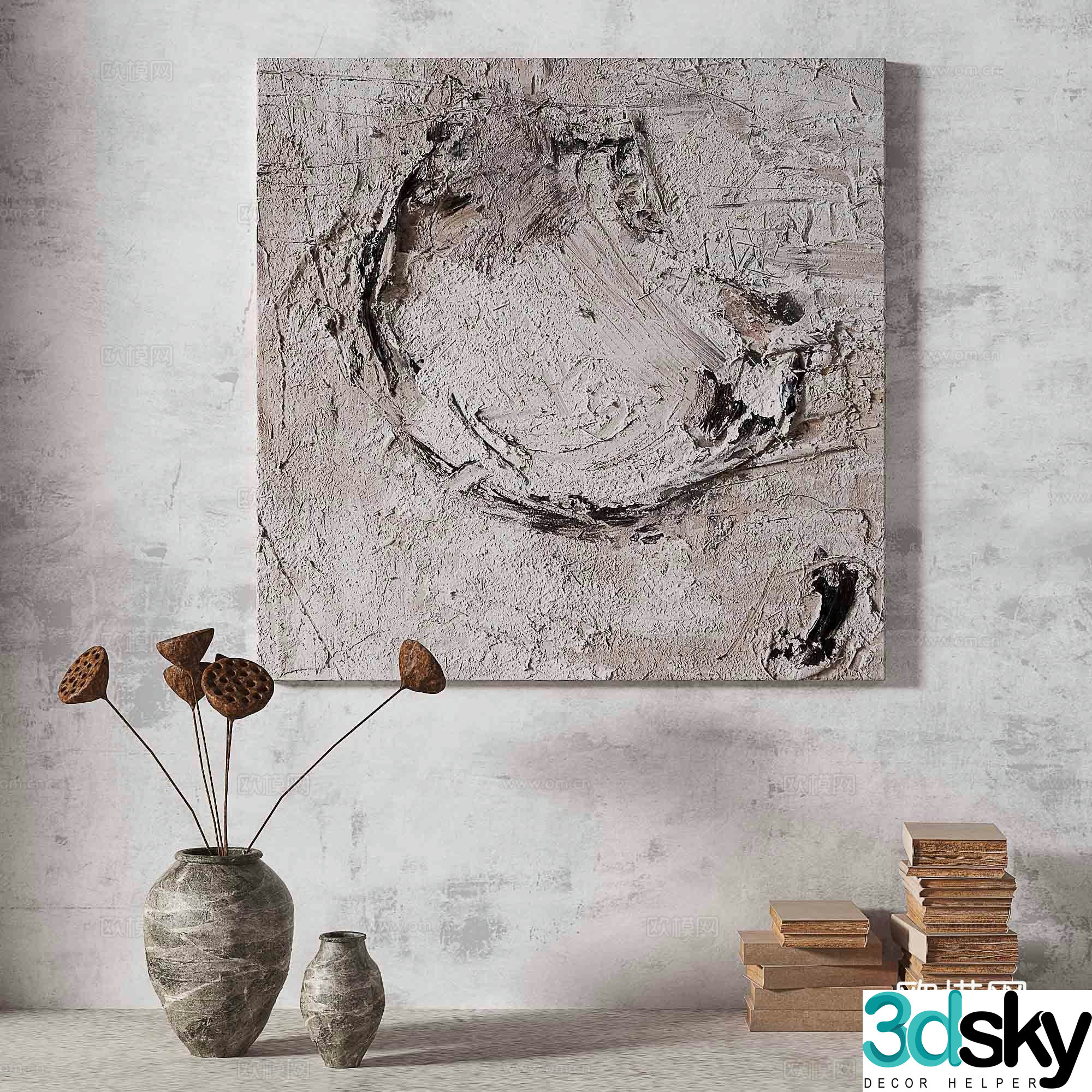 Wasabi light luxury abstract decorative painting 3d model